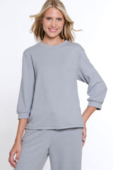 Jacquard Knit Top - Women's - Sky Grey