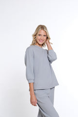 Jacquard Knit Top - Women's - Sky Grey