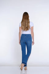 Bootcut Embroidered Jean - Medium Indigo