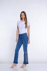 Plus Bootcut Embroidered Jean - Medium Indigo