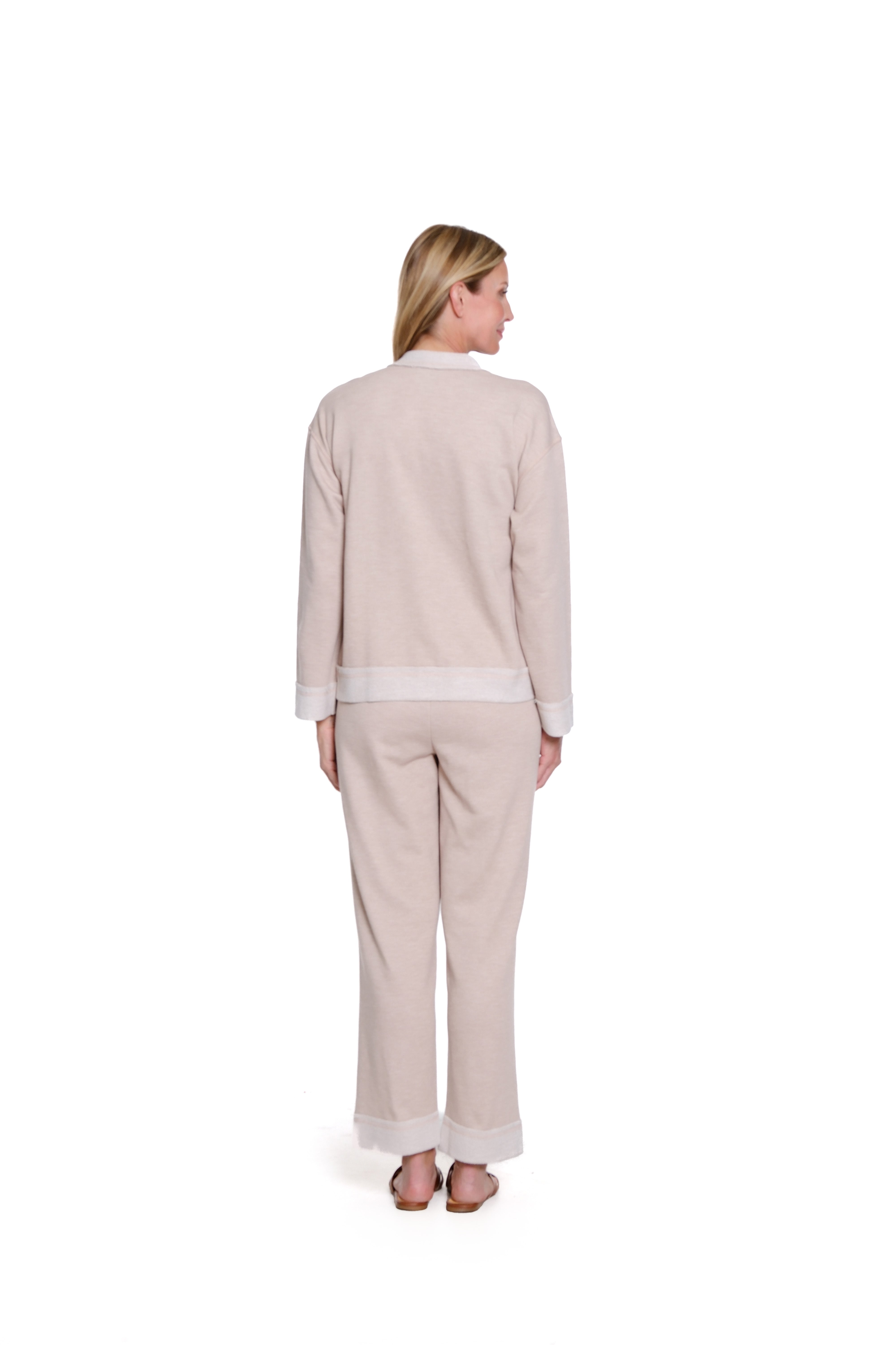 Elastic Waist Lounge Ankle Pant - Light Tan