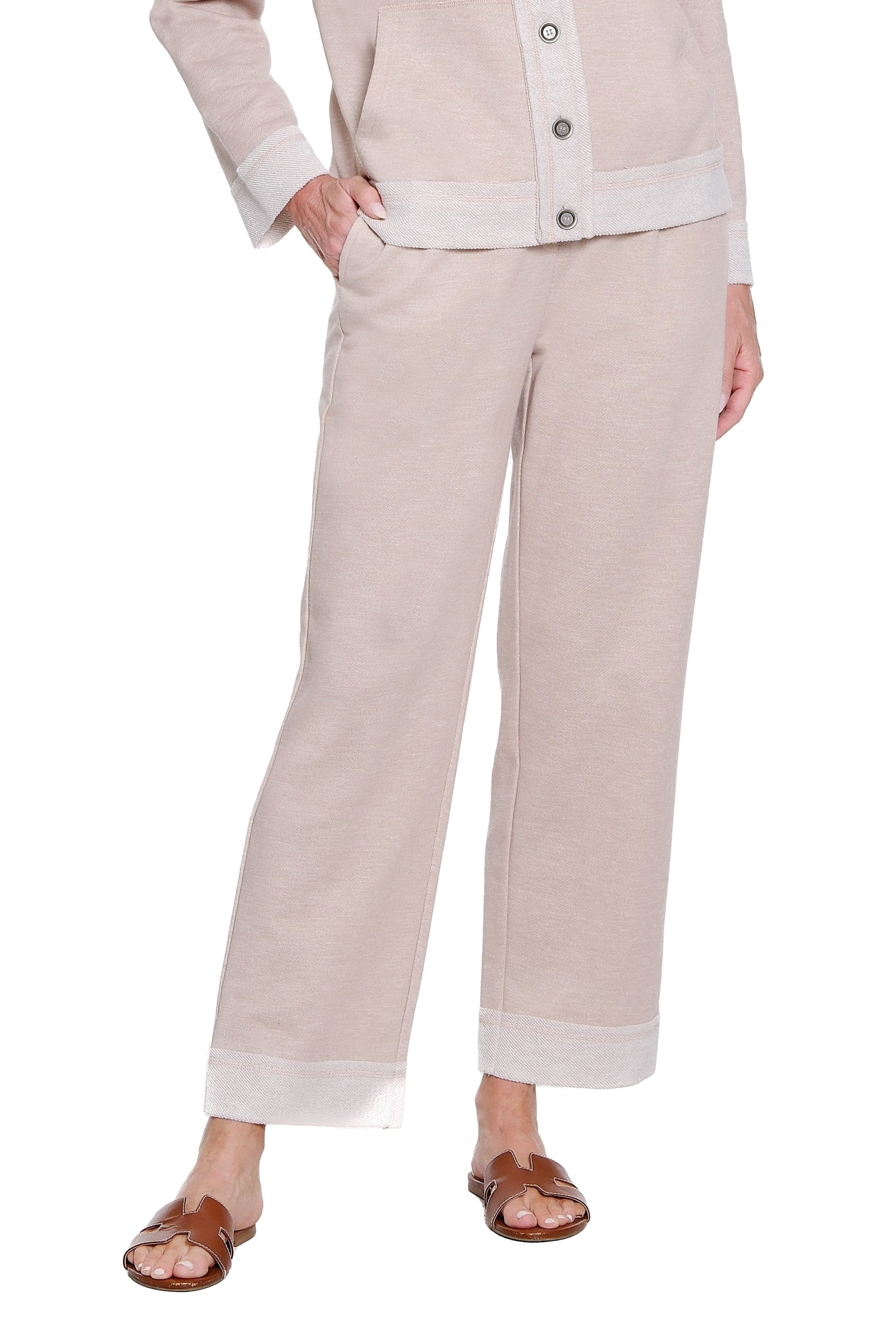 Elastic Waist Lounge Ankle Pant - Light Tan