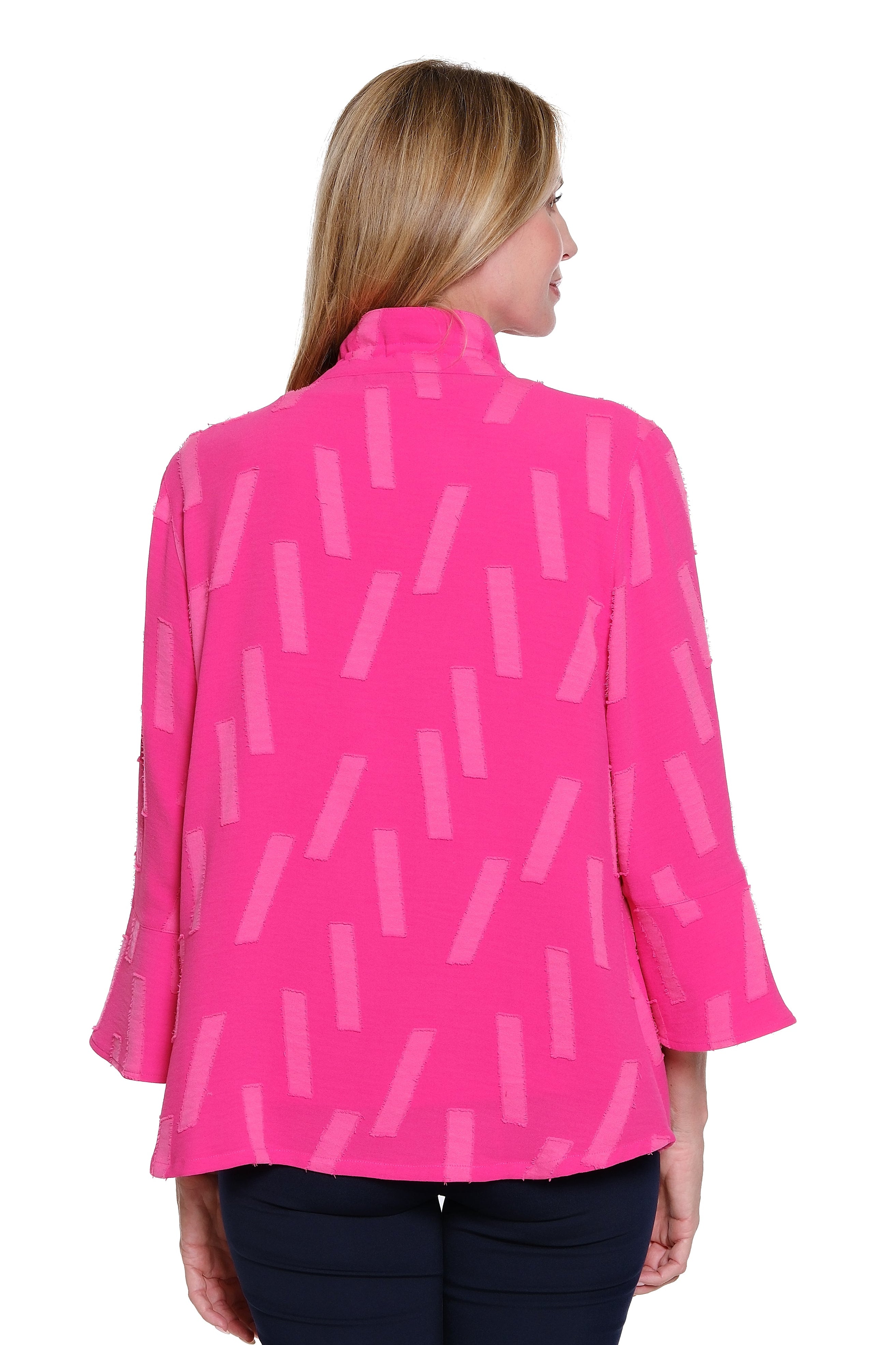 Textured Woven Jacket with Matching Tank - Plus - Candy Pink