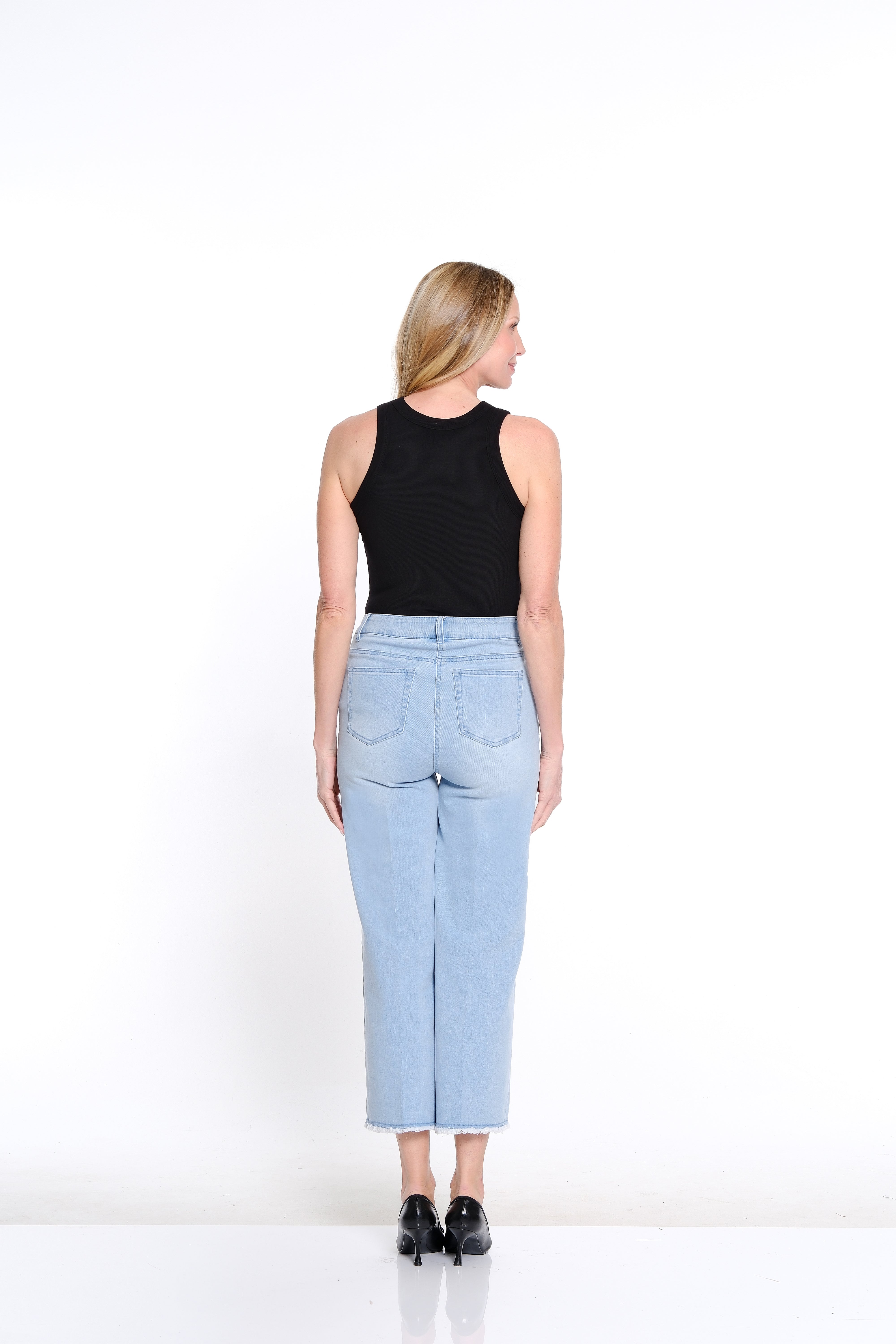 Fringe-Seamed Denim Crop Jean - Petite - Light Indigo