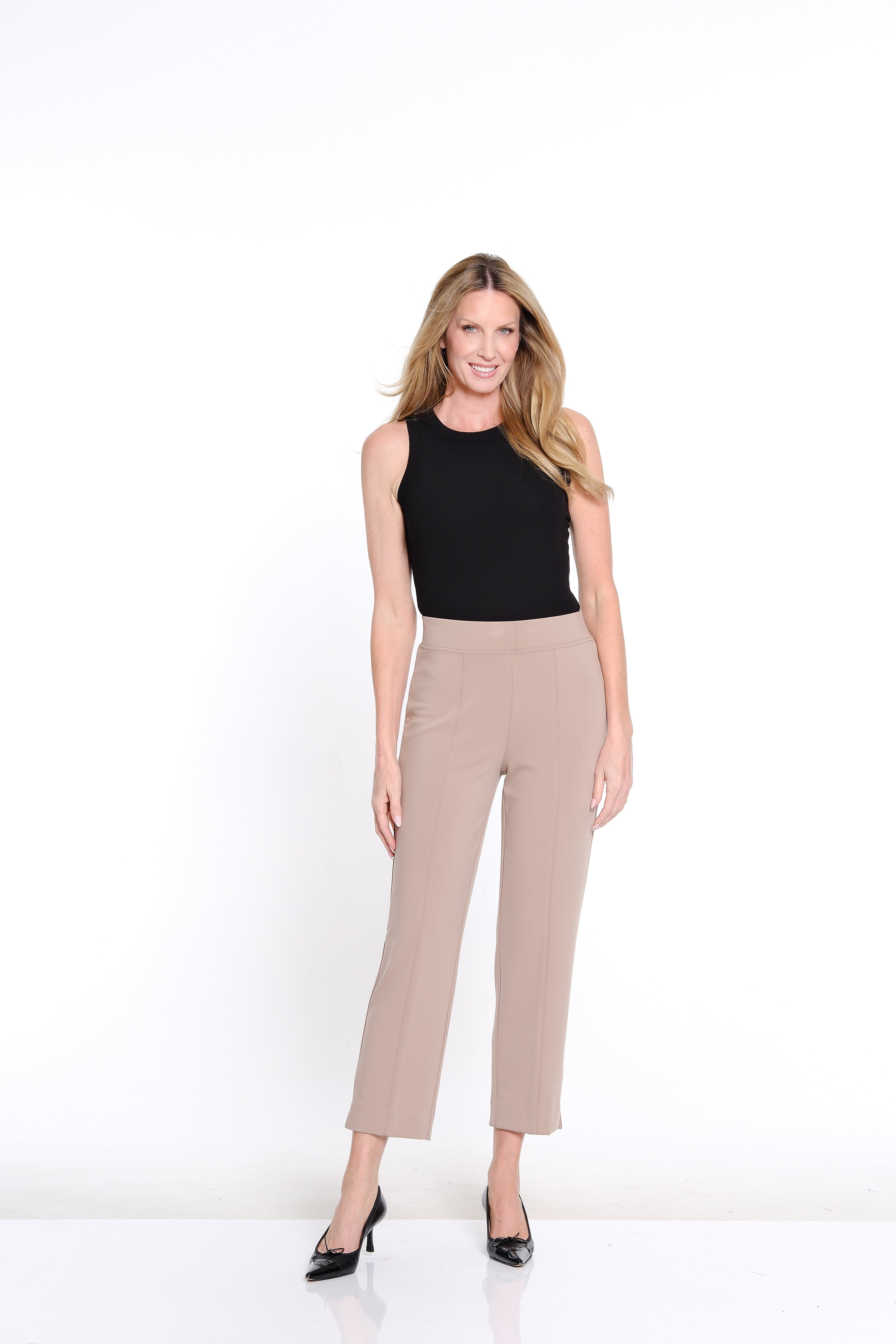 Knit Wide Leg Ankle Pant - Taupe