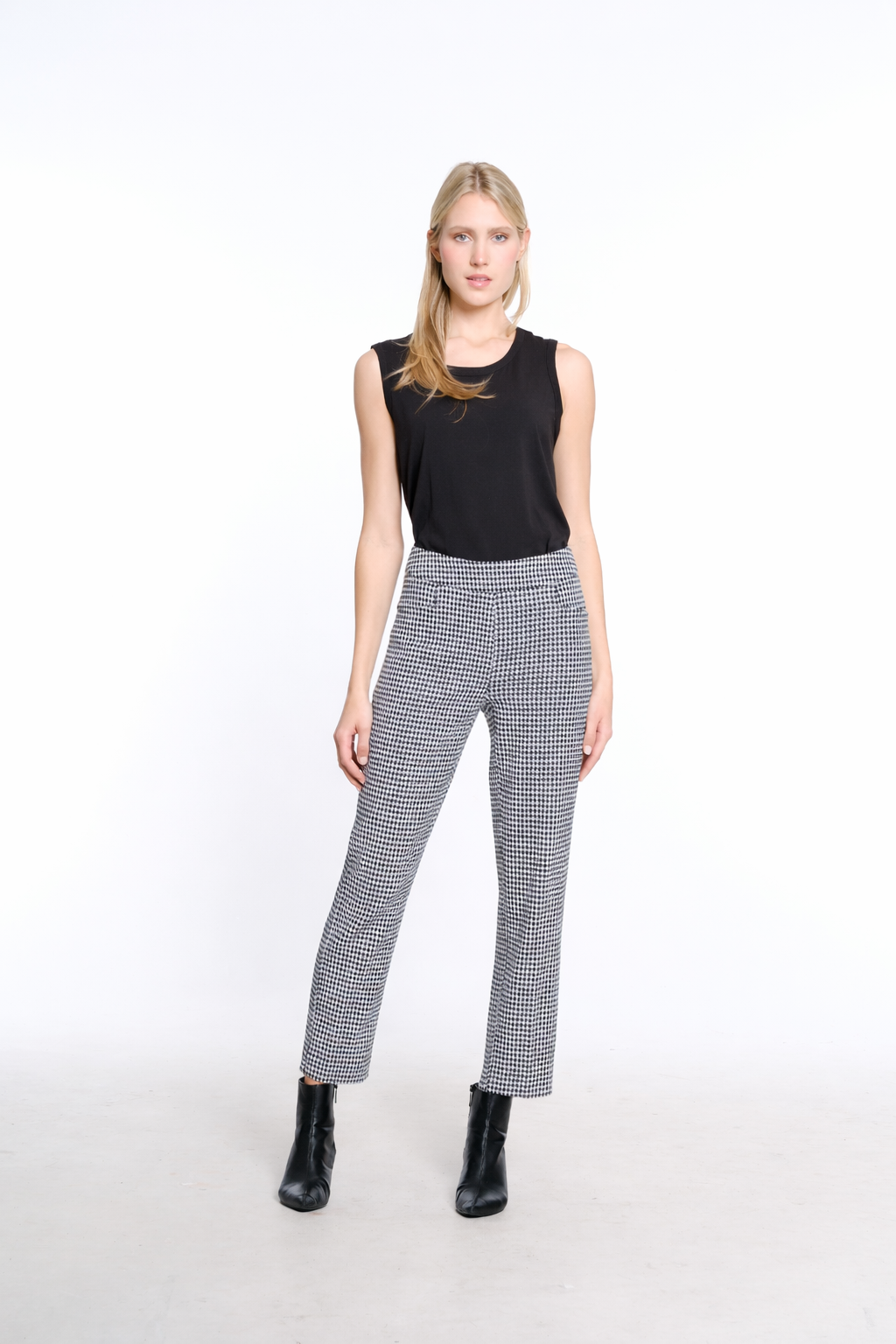 Menswear Check Woven Ankle Pant - Petite - Black