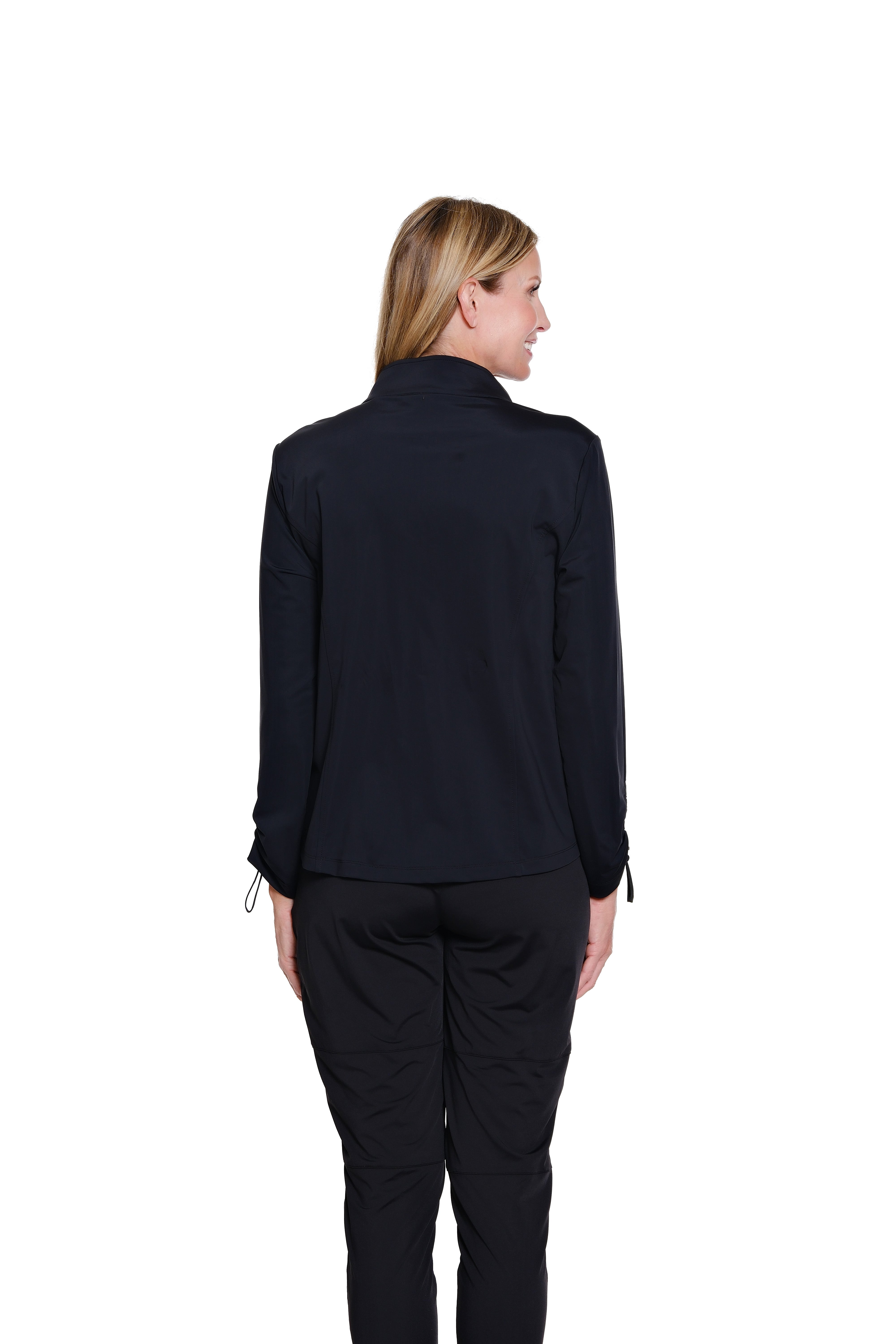 Zip-Up Jersey Knit Jacket - Black