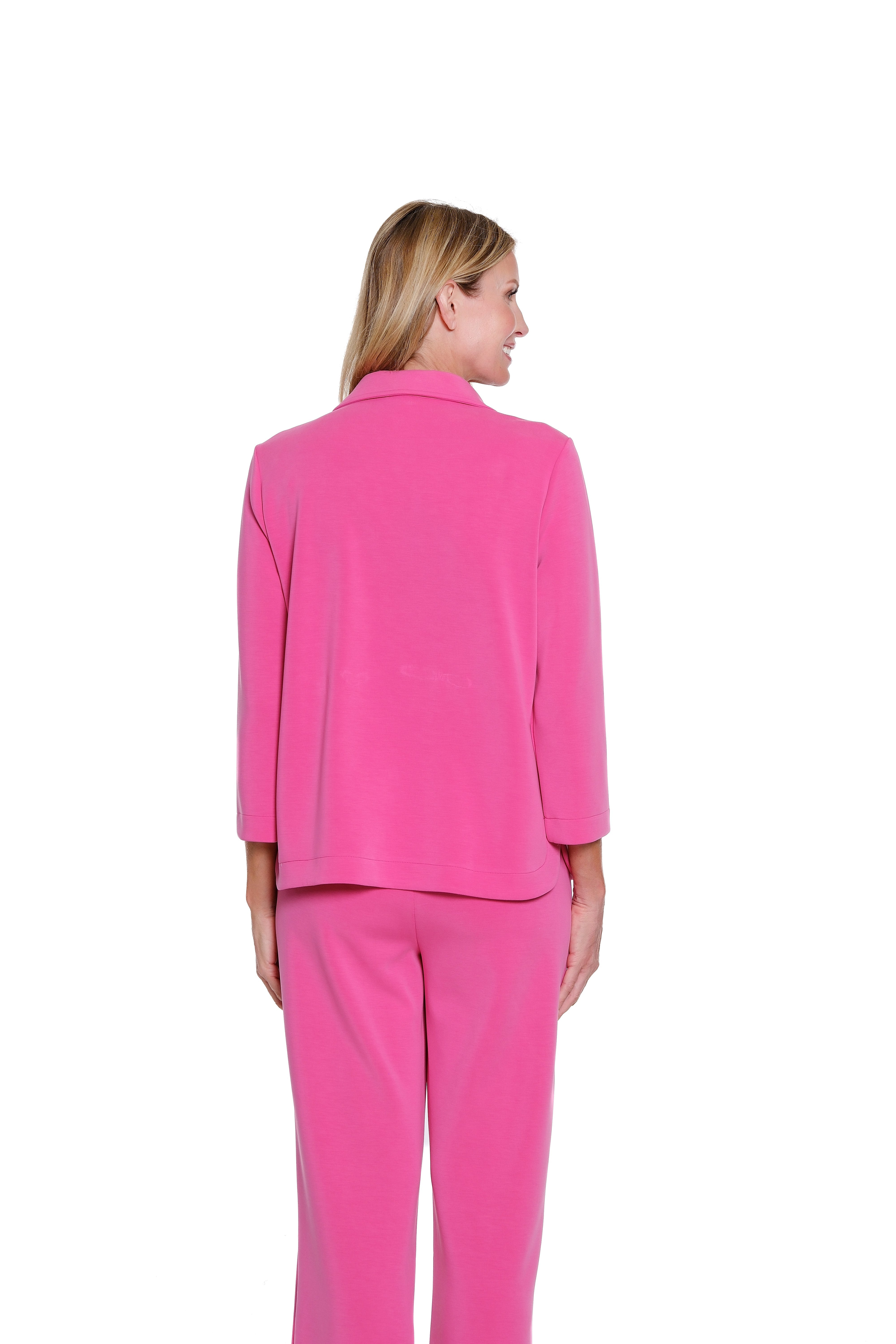 Johnny Collar V-Neck Knit Top - Candy Pink