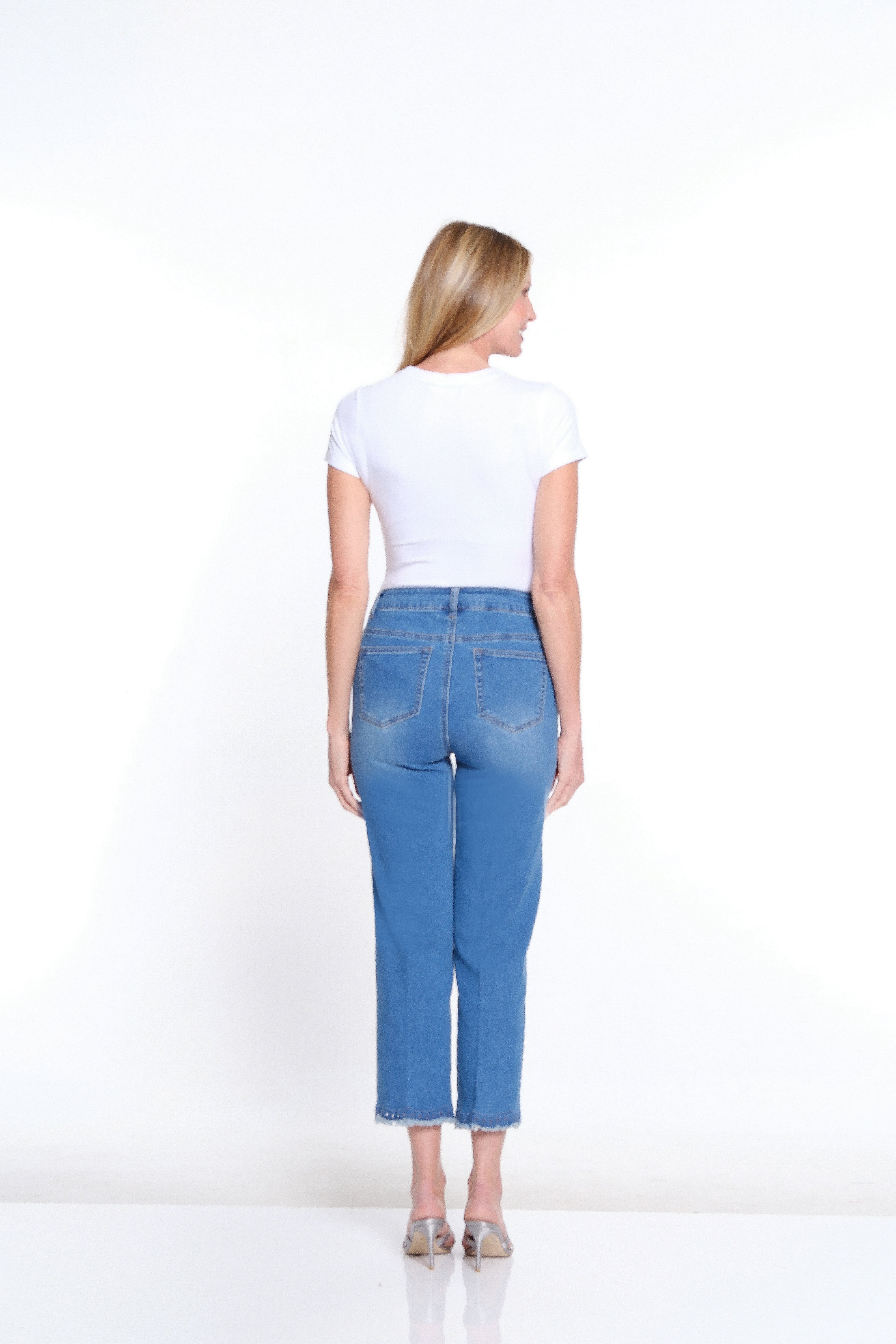 Tulip Hem Denim Crop Jean - Medium Indigo