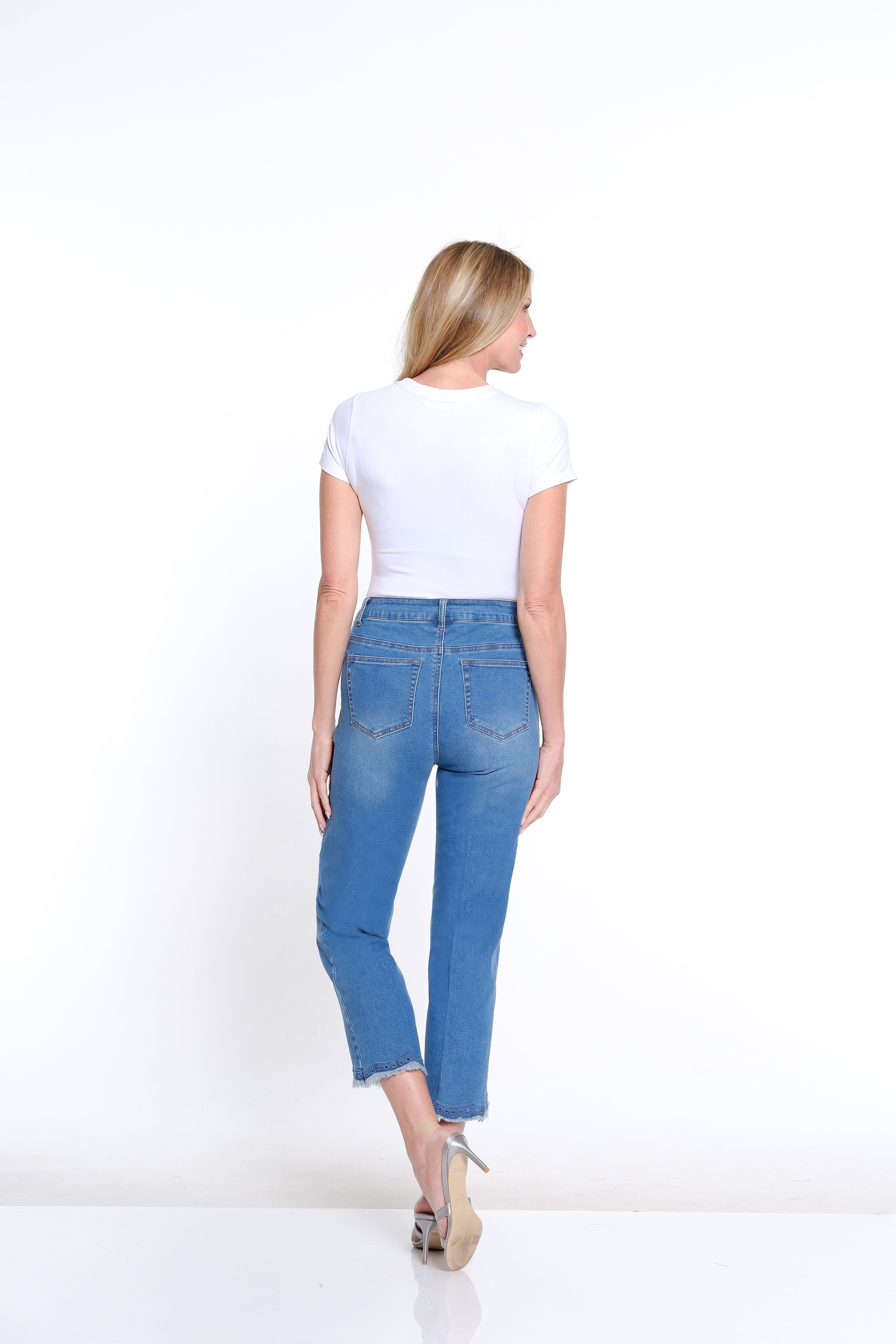 Tulip Hem Denim Crop Jean - Medium Indigo