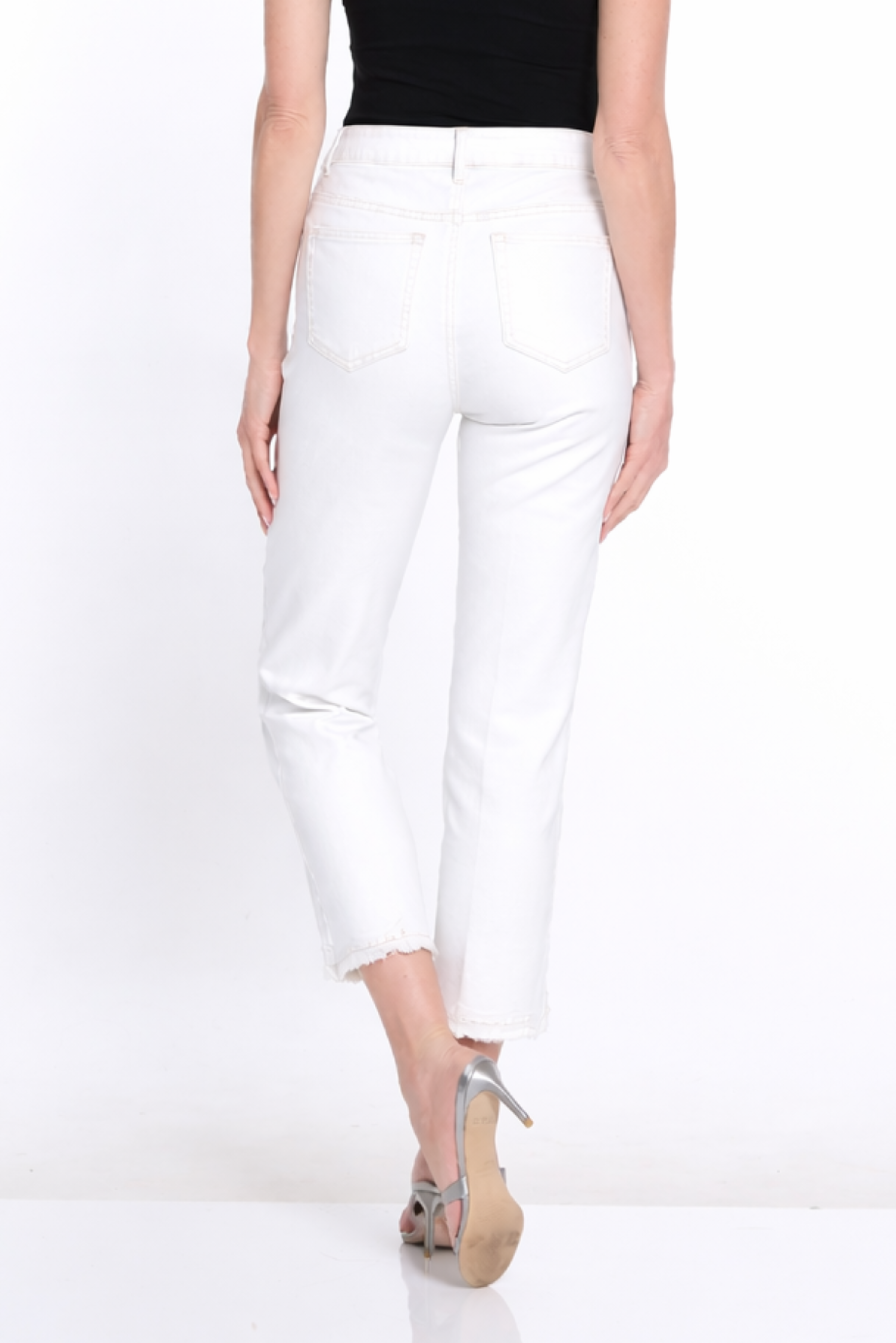 Tulip Hem Denim Crop Jean - White