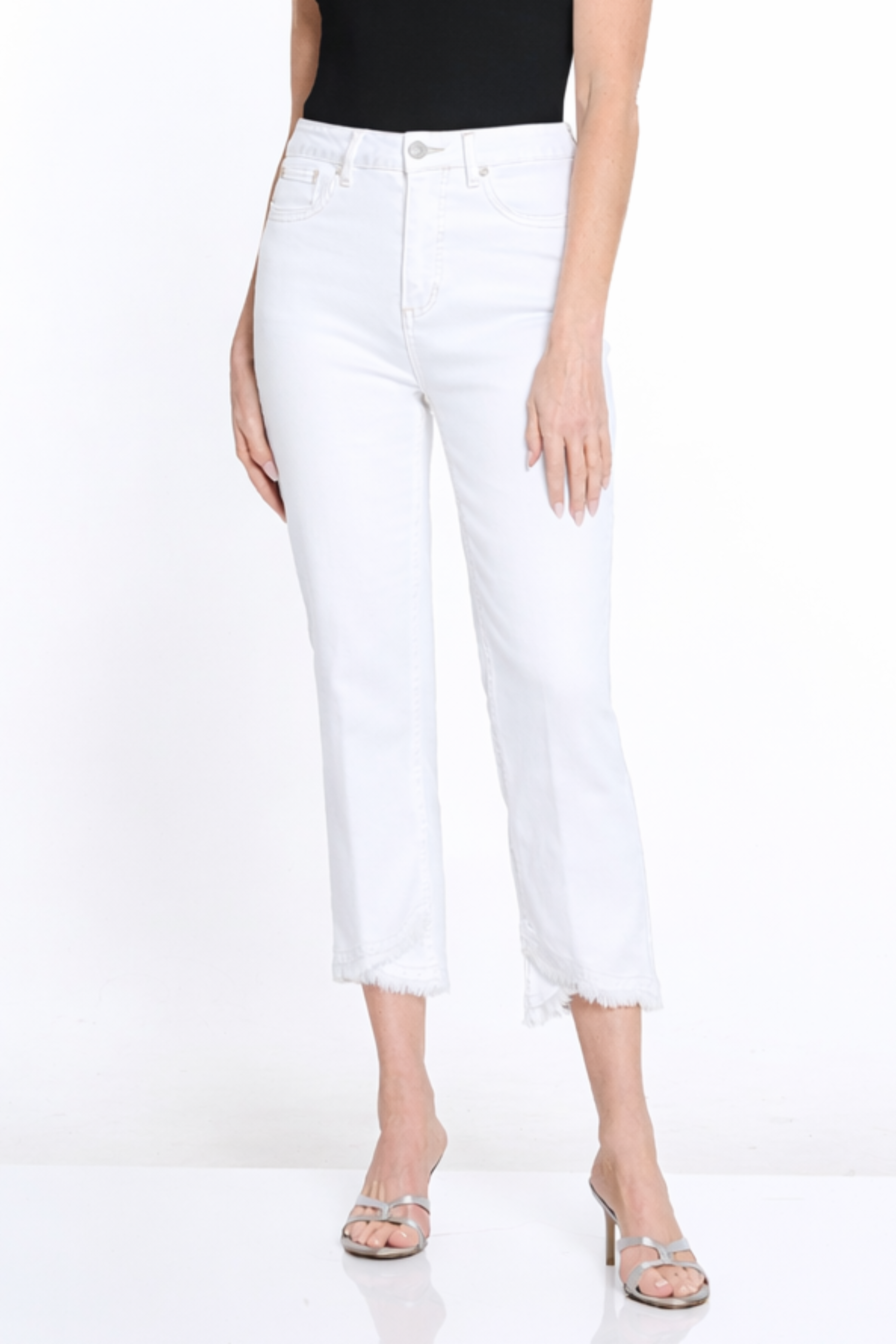 Tulip Hem Denim Crop Jean - White
