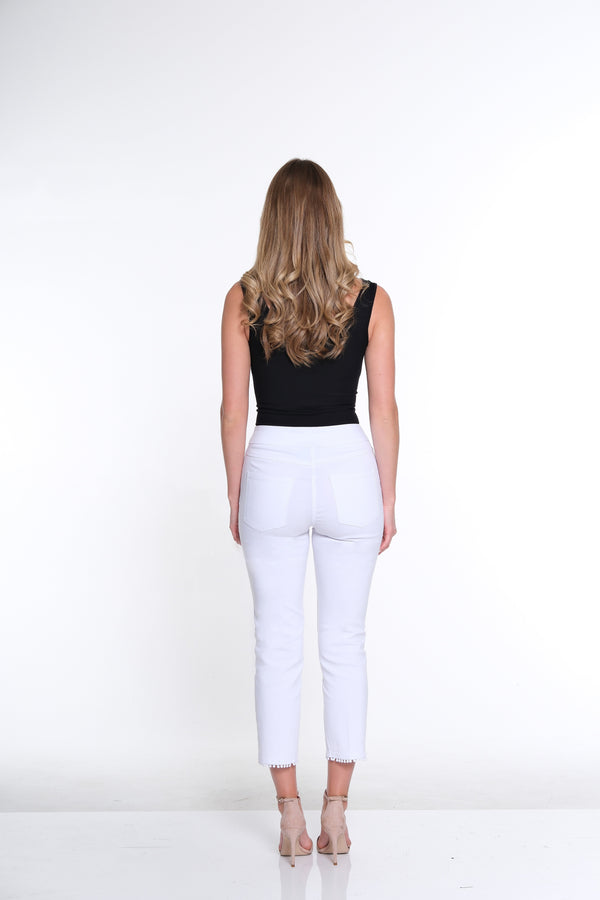 Plus Denim Crop Pant - White