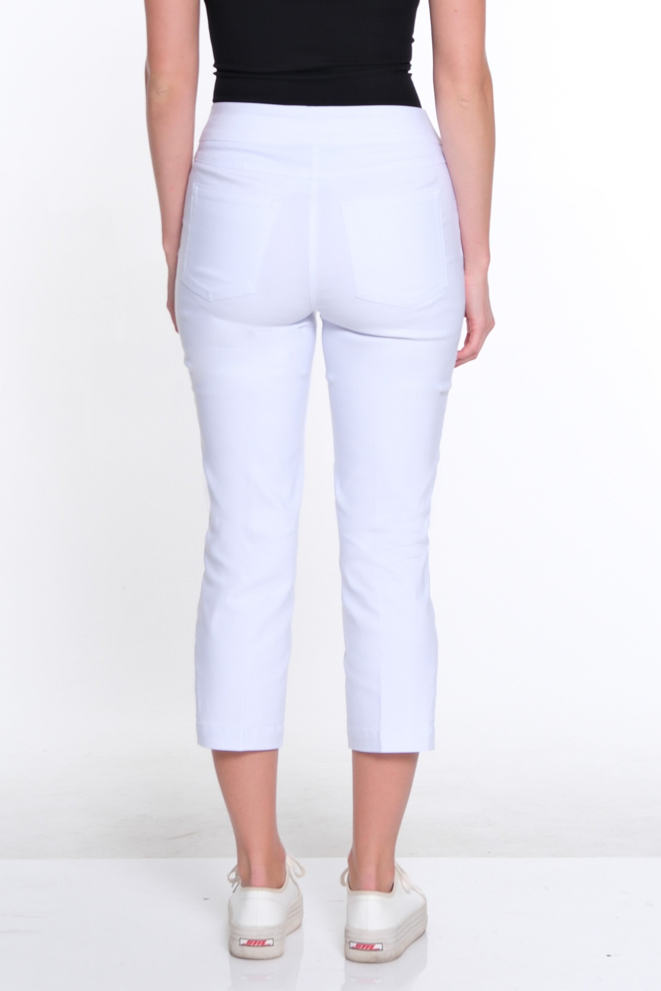 Plus Size 3-Strap Hem Crop Pant - White