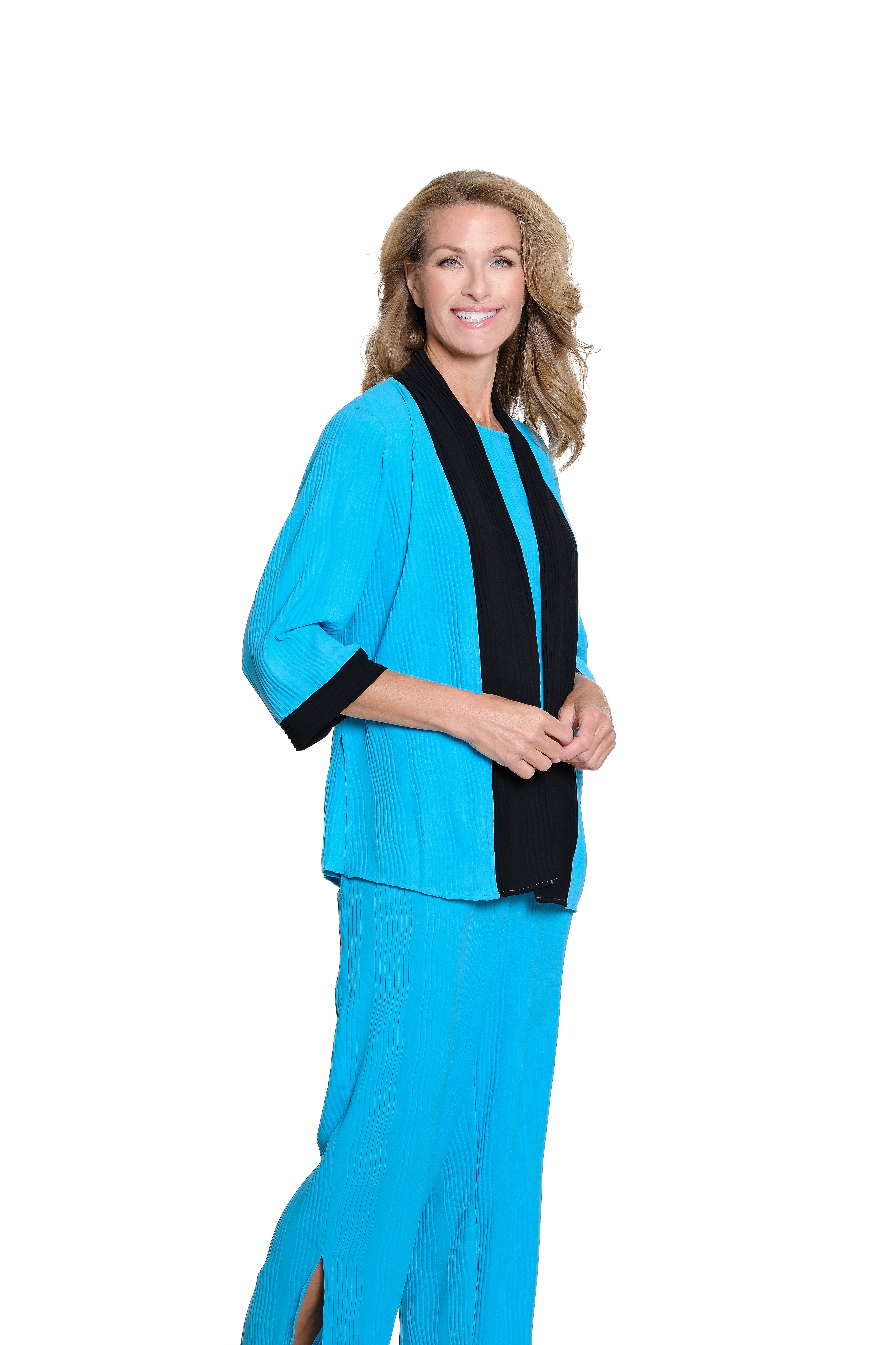 Crinkle Woven Kimono - Bright Turquoise