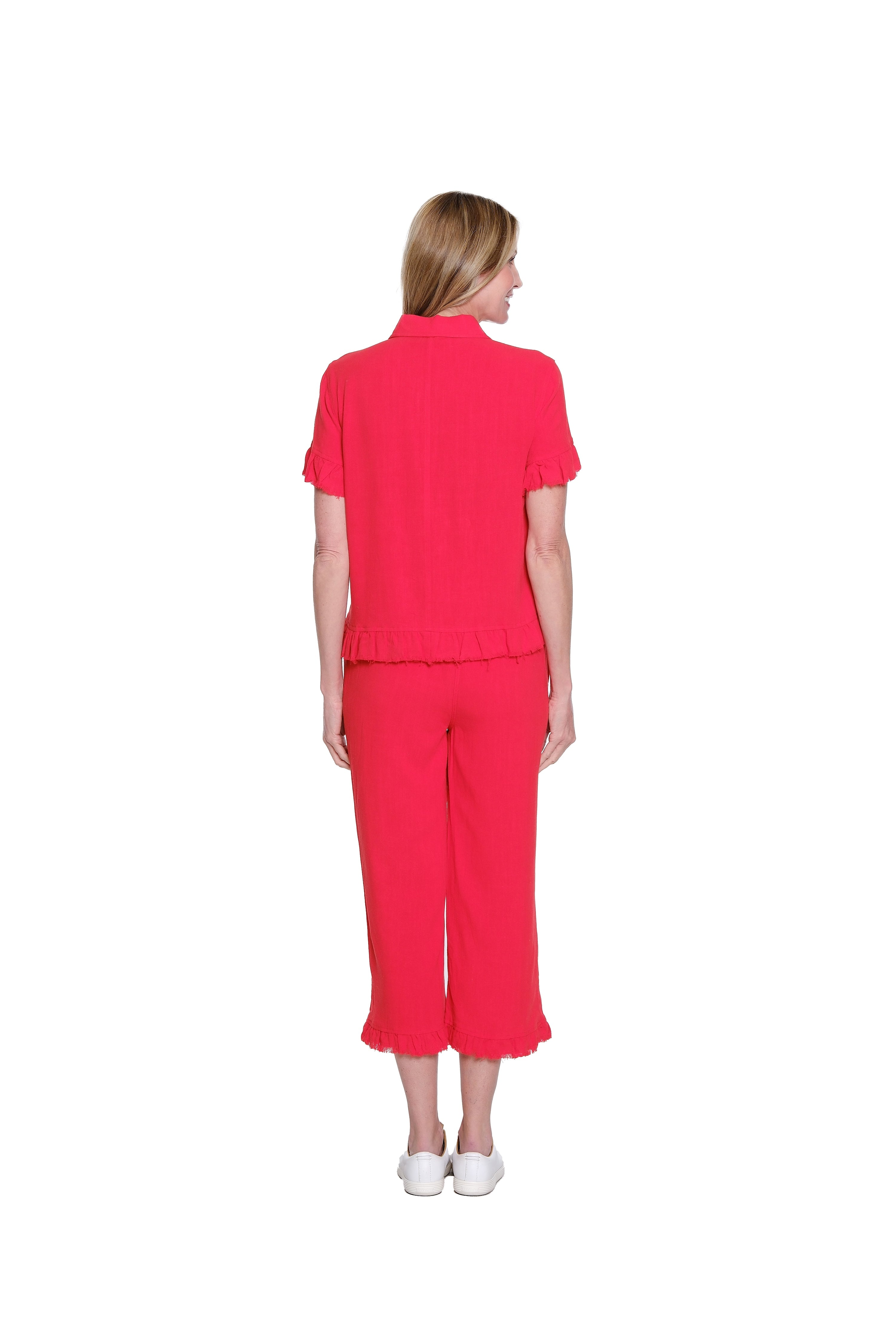 Plus Ruffle Hem Crop Pant - Poppy