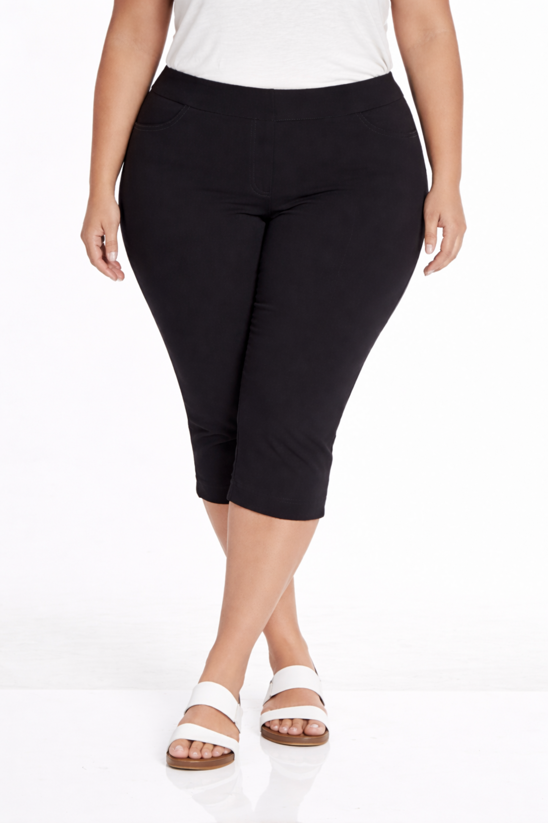 black dress capris plus size Fresh Produce Clothes | Jersey Capris | Plus Size | 2X | Swimming Pool | Women's | Made in the USA
