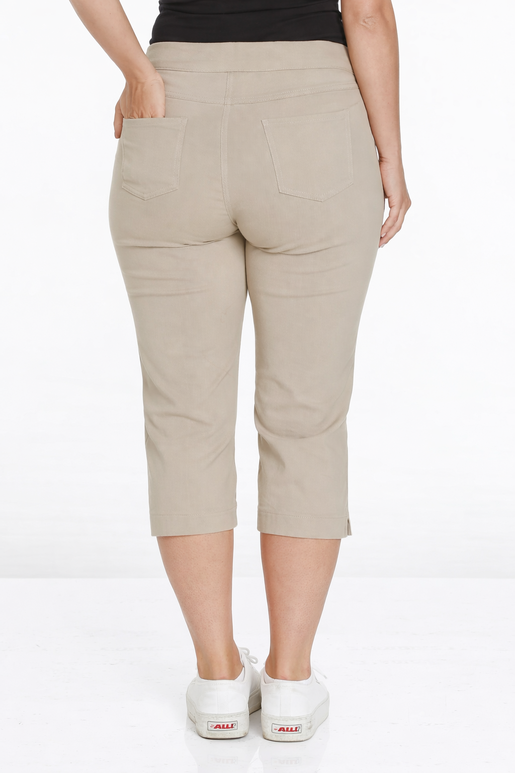 Plus Size Stone Capri Pants With Pockets