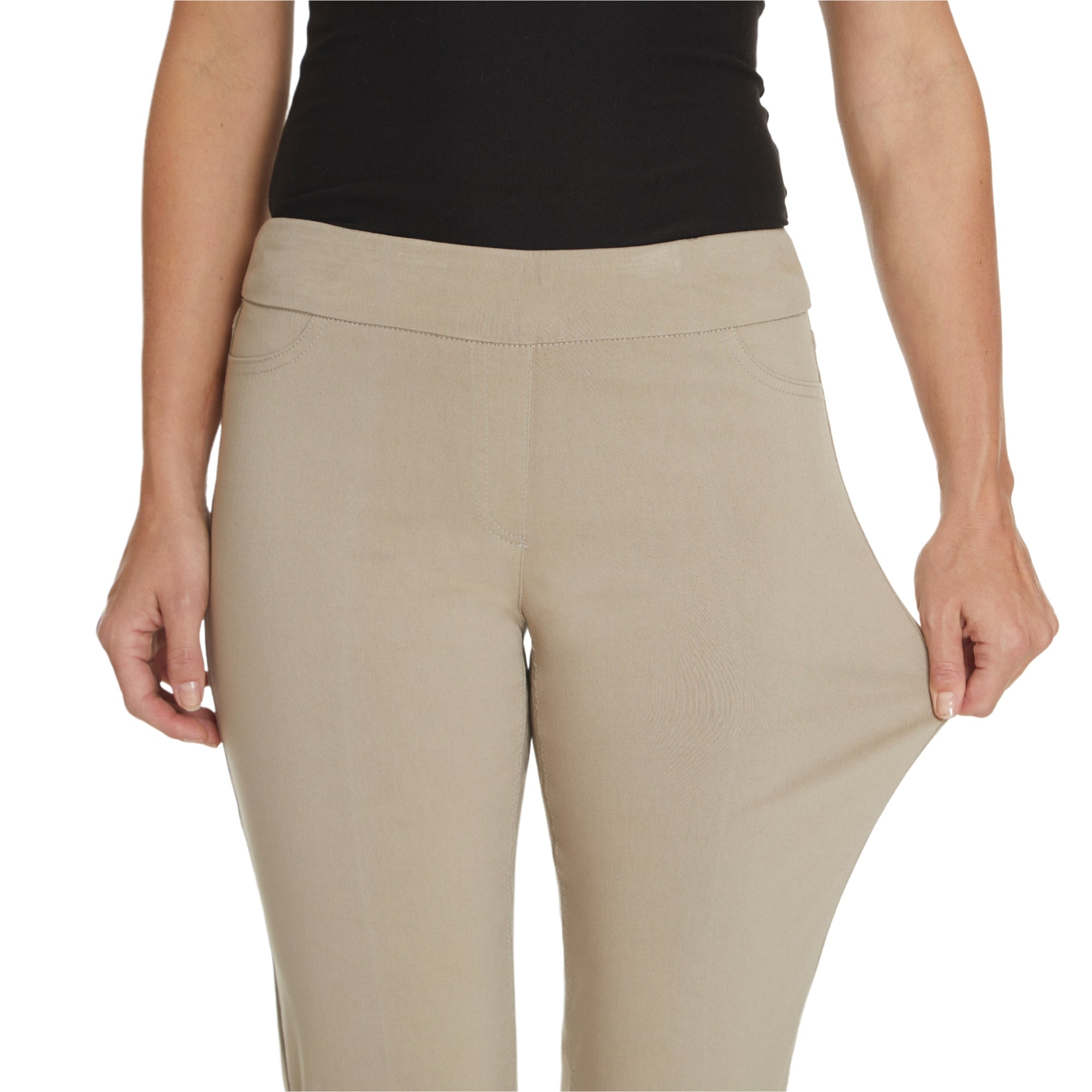 Pull-On Stone Capri Pants With Pockets