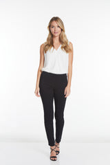 Plus Pull-On Solid Narrow Leg Pant With Faux Front Pockets - Black