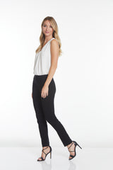 Plus Pull-On Solid Narrow Leg Pant With Faux Front Pockets - Black