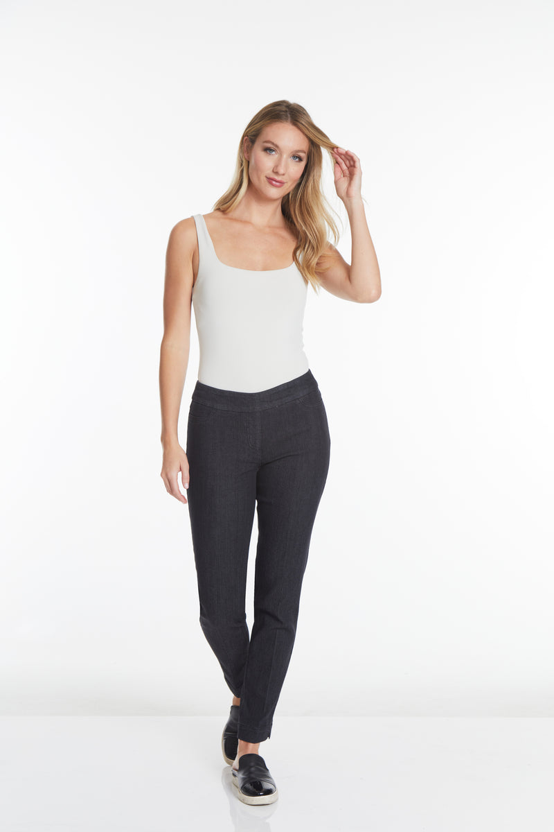 PULL ON NARROW LEG PANT - Black Denim