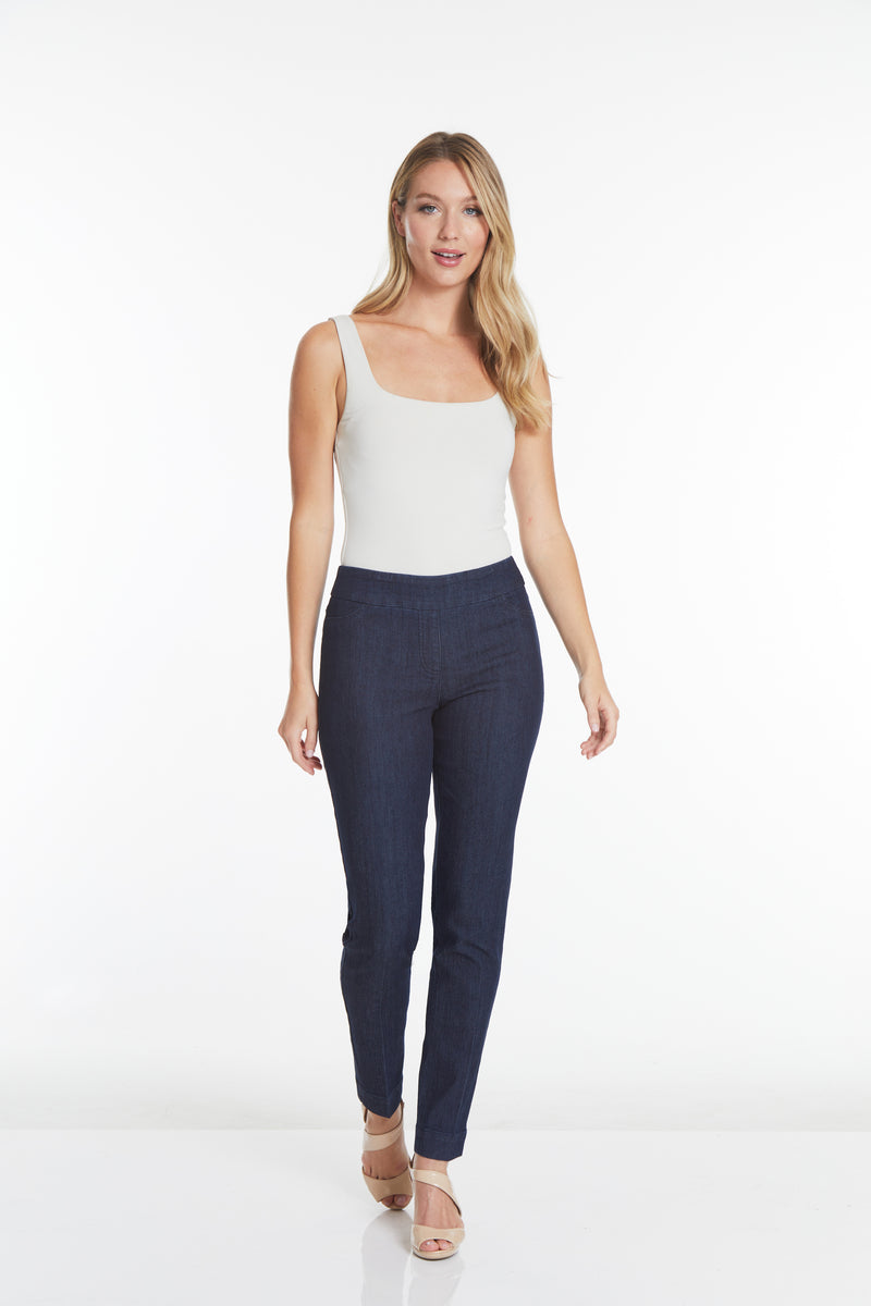 PULL ON NARROW LEG PANT - Denim