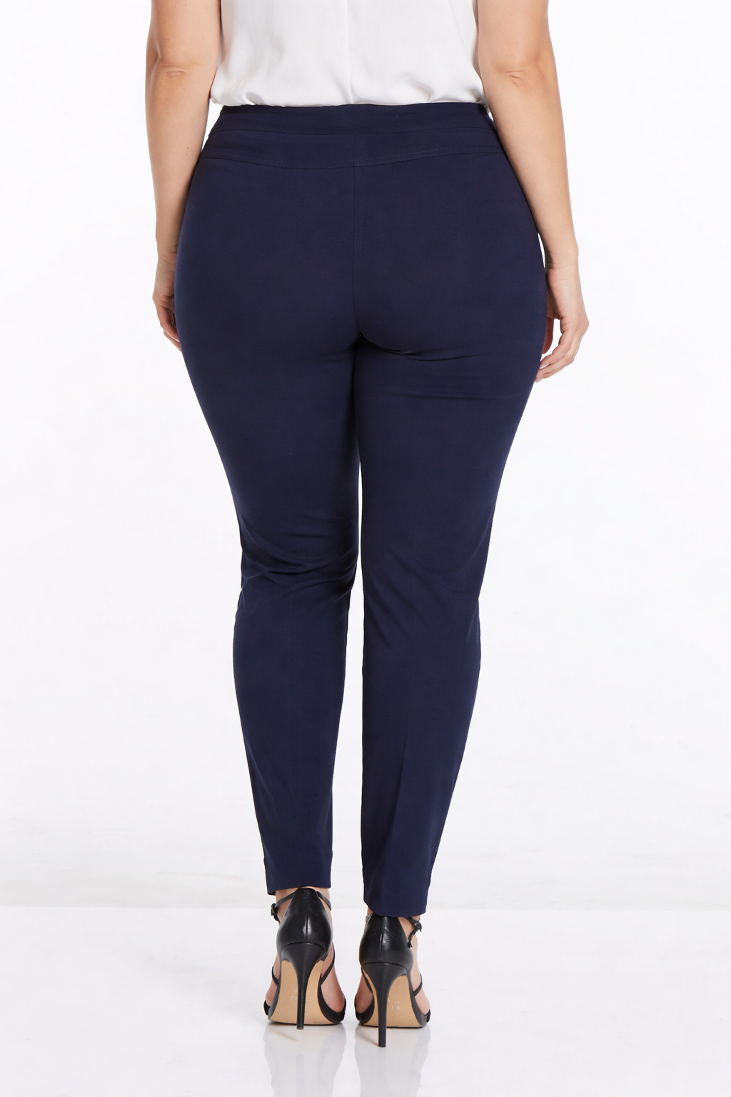 Plus Size Pull-On Solid Narrow Leg Pant With Faux Front Pockets - Midnight Blue