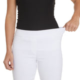 Plus Pull-On Solid Narrow Leg Pant With Faux Front Pockets - White