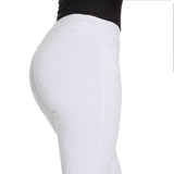 Plus Pull-On Solid Narrow Leg Pant With Faux Front Pockets - White
