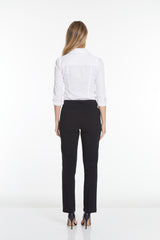 Plus Pull-On Solid Relaxed Leg Pant With Faux Front Pockets - Black