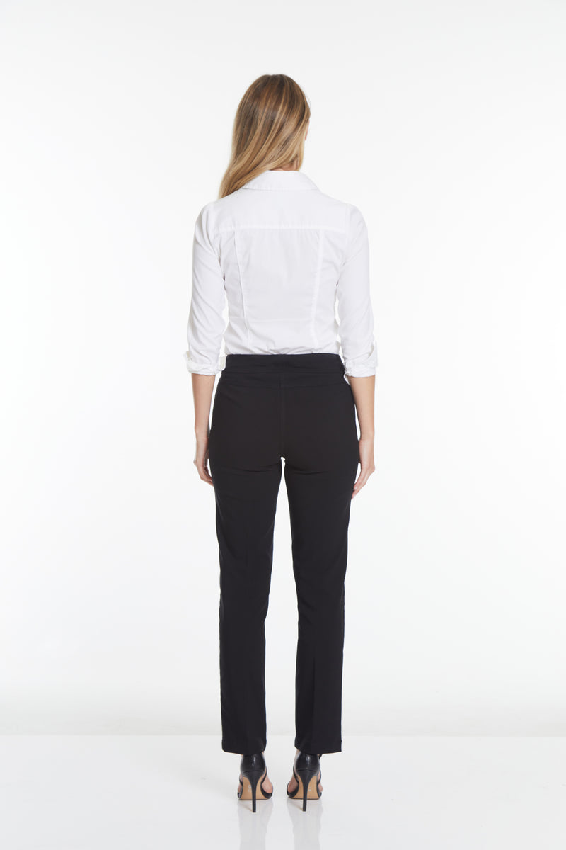 Pull-On Solid Relaxed Leg Pant With Faux Front Pockets - Black