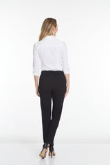 Pull-On Solid Relaxed Leg Pant With Faux Front Pockets - Black