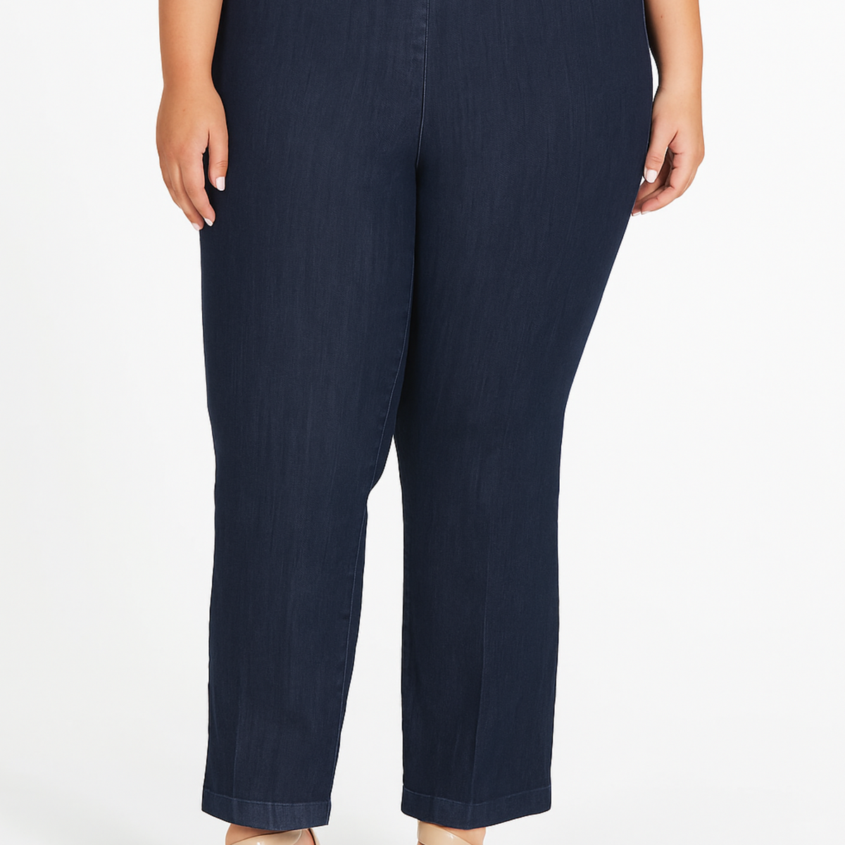 Salsation☆close fitting pants Mサイズ Plus Pull-On Relaxed Pants - Denim | Slimsation By Multiples