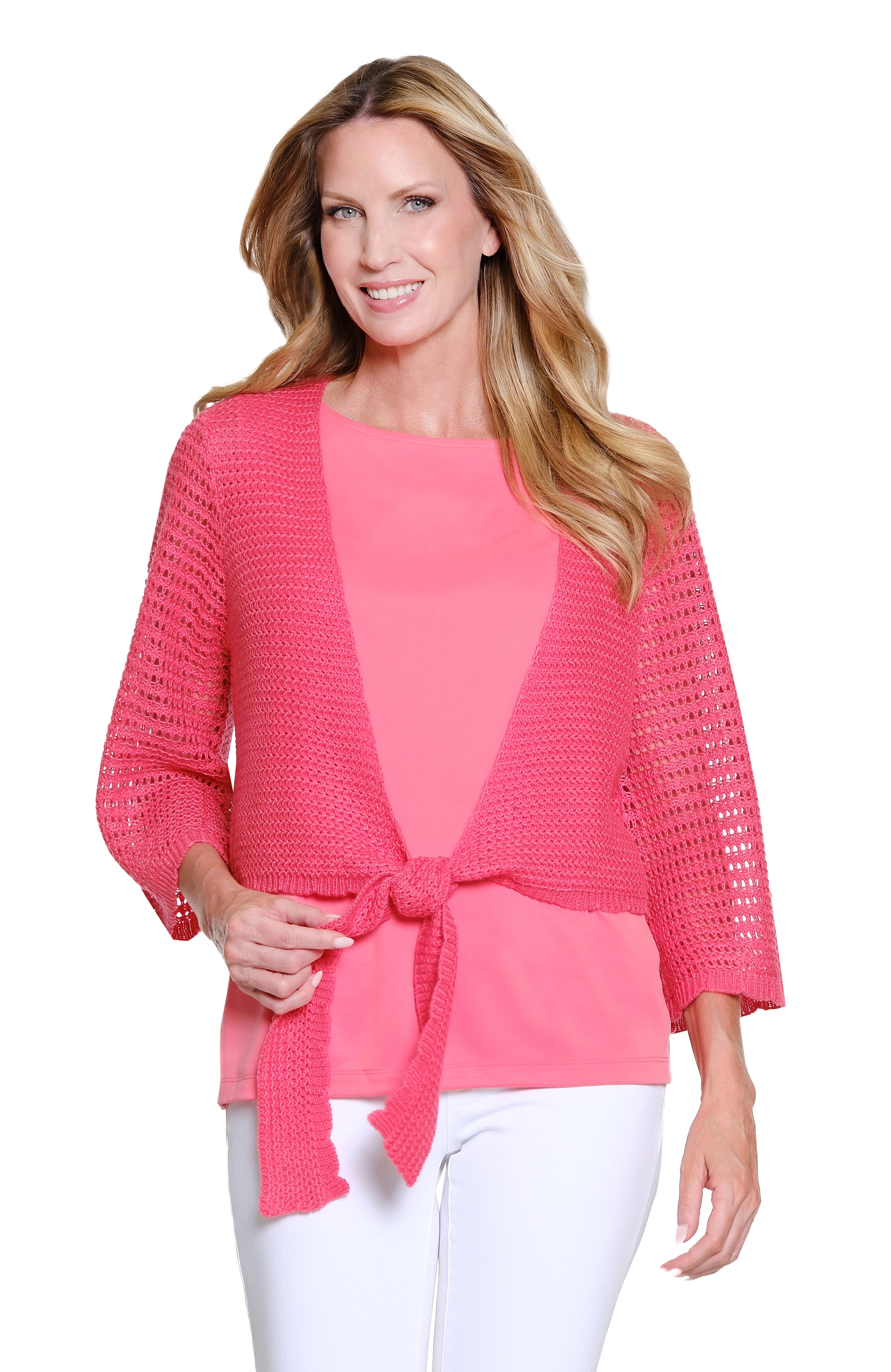 Tie-Front Knit Cardigan - Plus