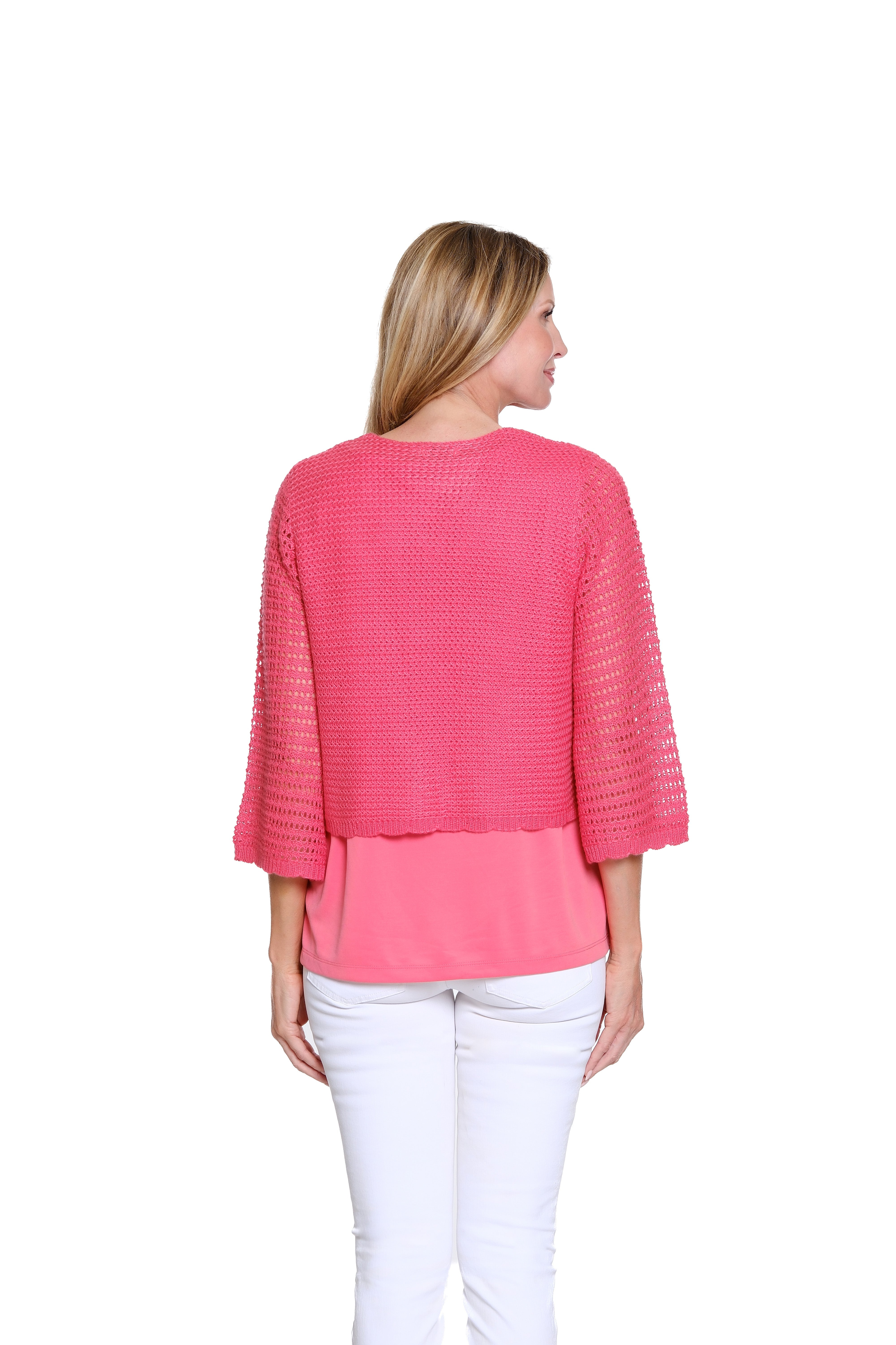 Tie-Front Knit Cardigan - Coral Pink