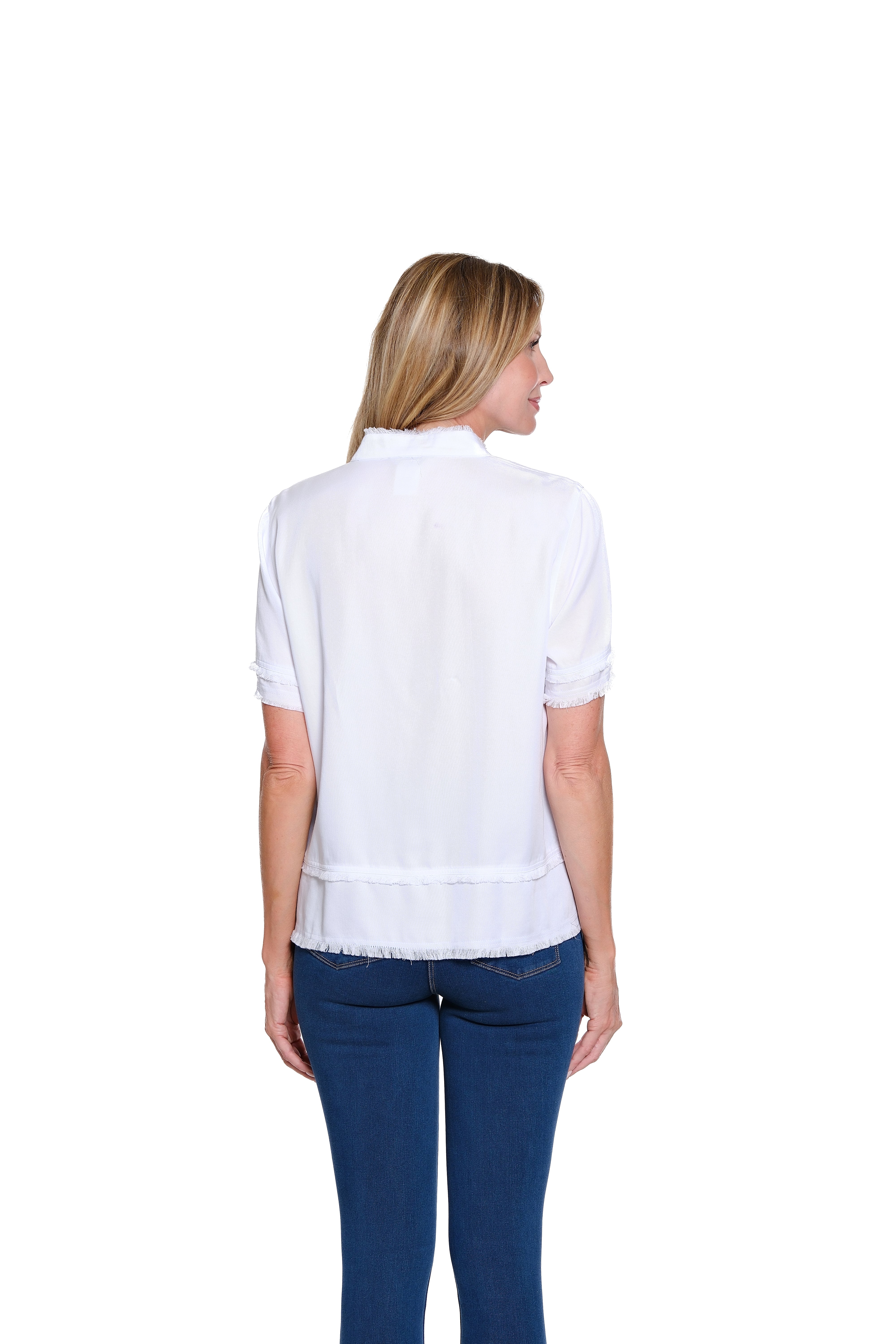 Fringe-Hem Woven Popover Shirt - Plus