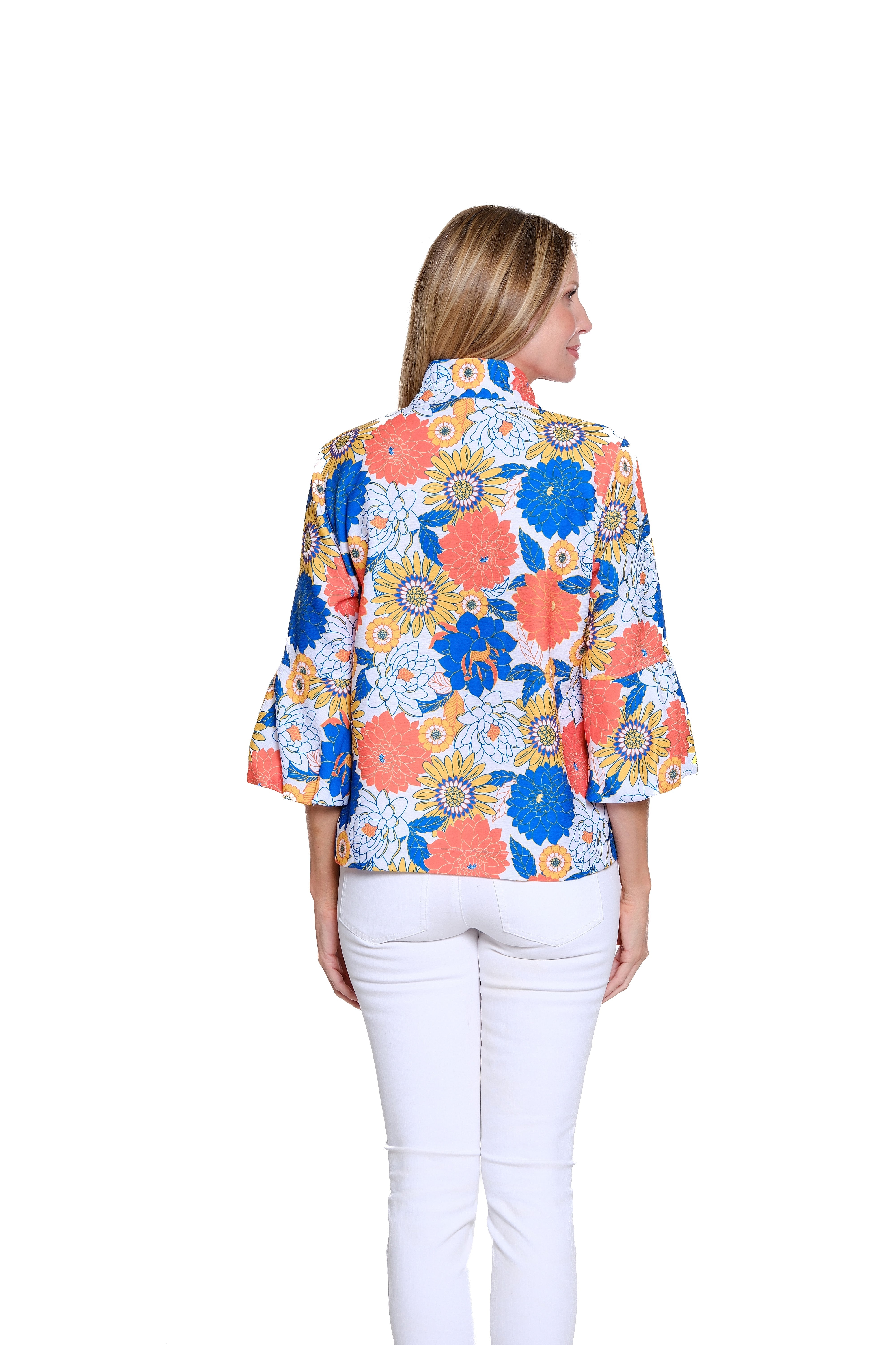Printed Jacket with Puff Sleeves - Floral Multi