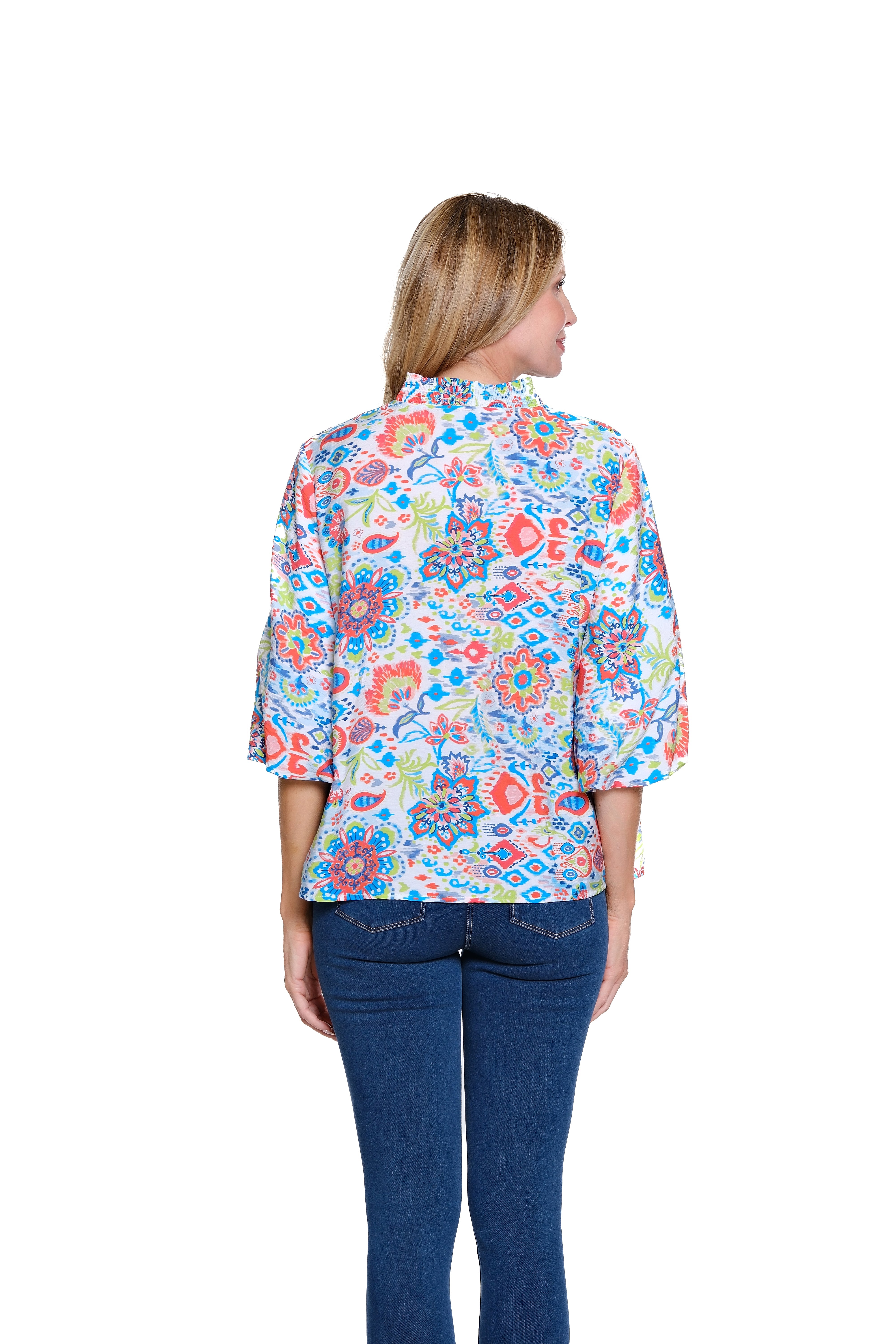 Border Print Woven Top - Multi