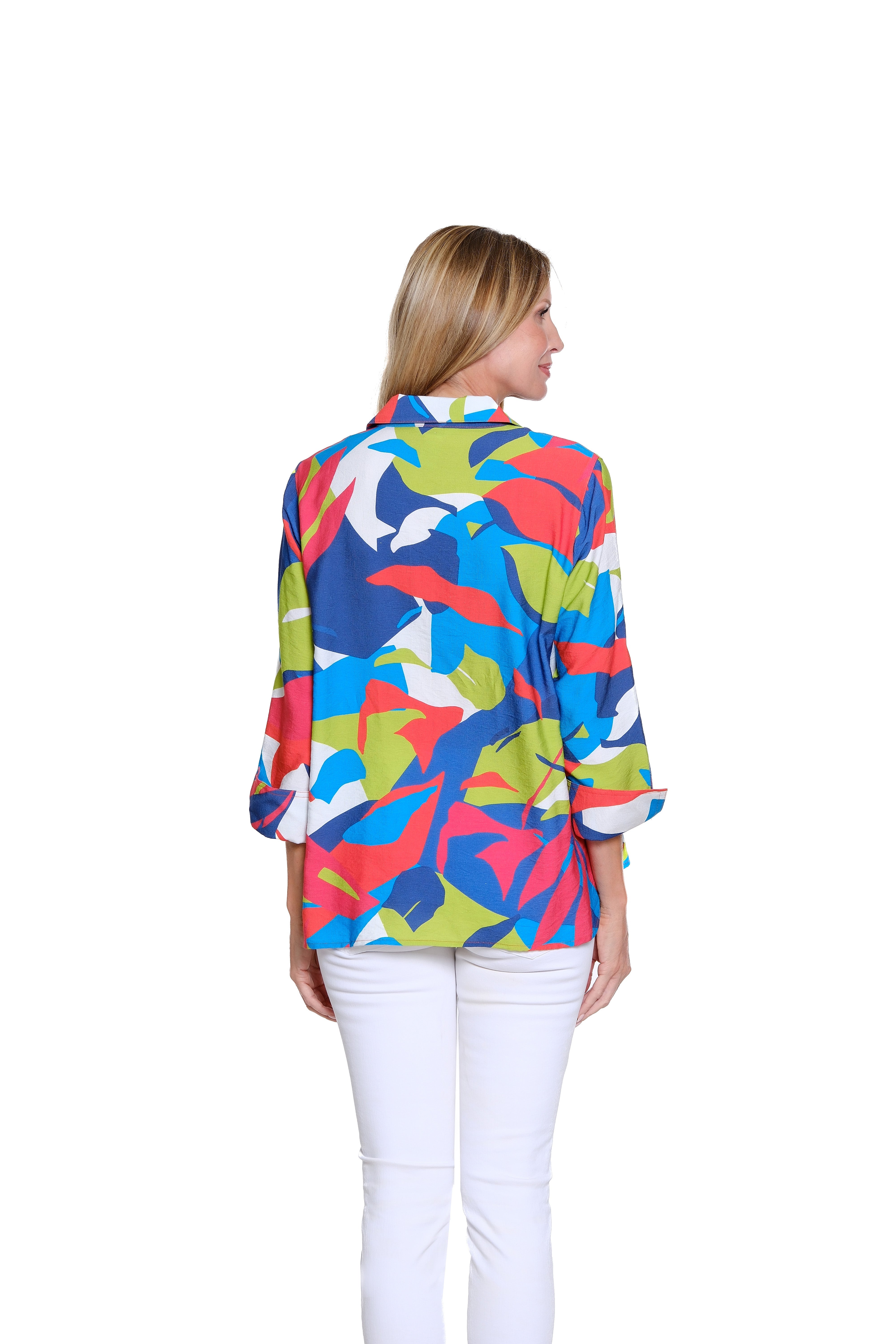 Printed Button Front Woven Shirt - Plus - Multi