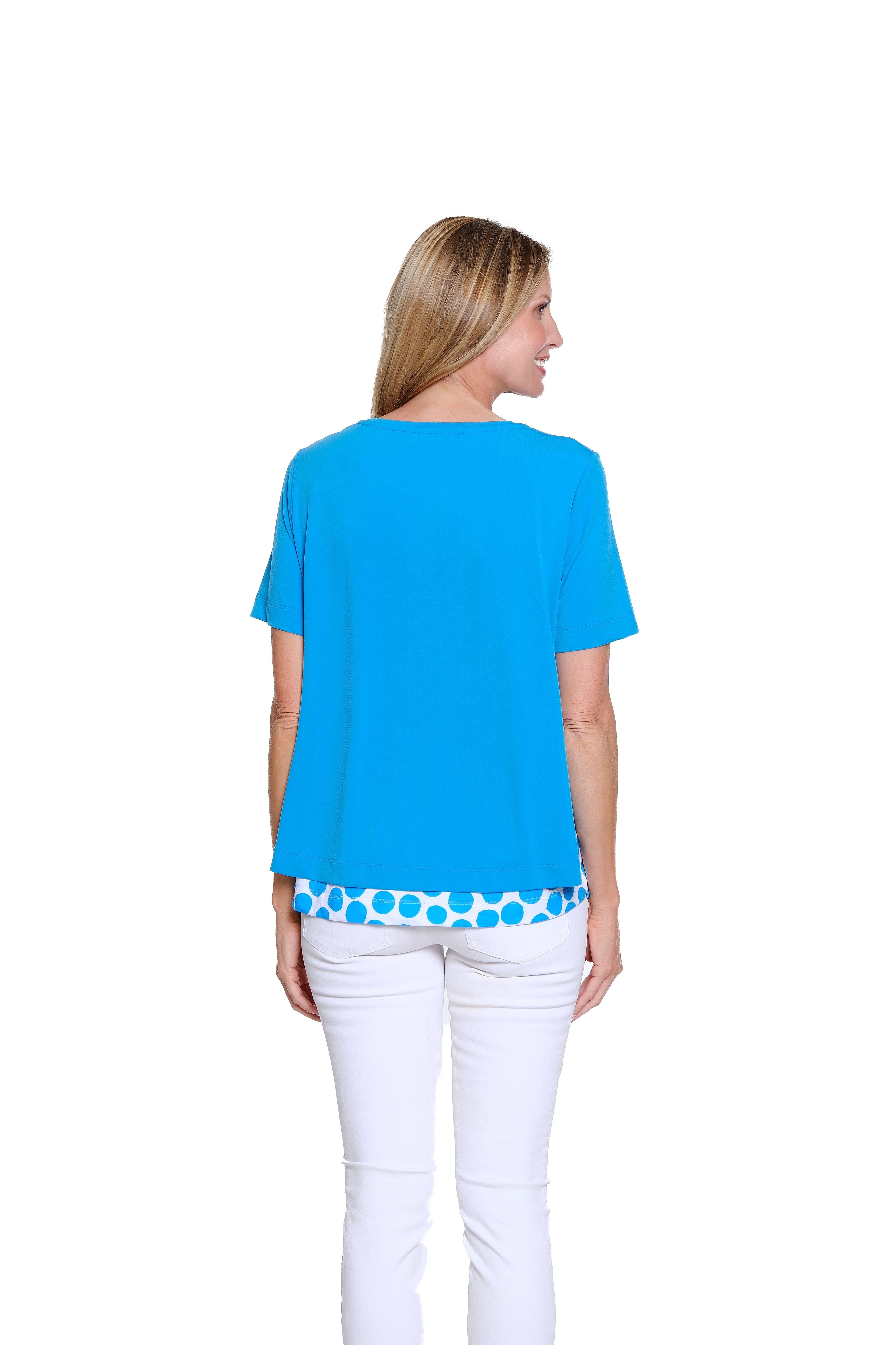 Layered 2-Piece Look Knit Top - Bright Turquoise