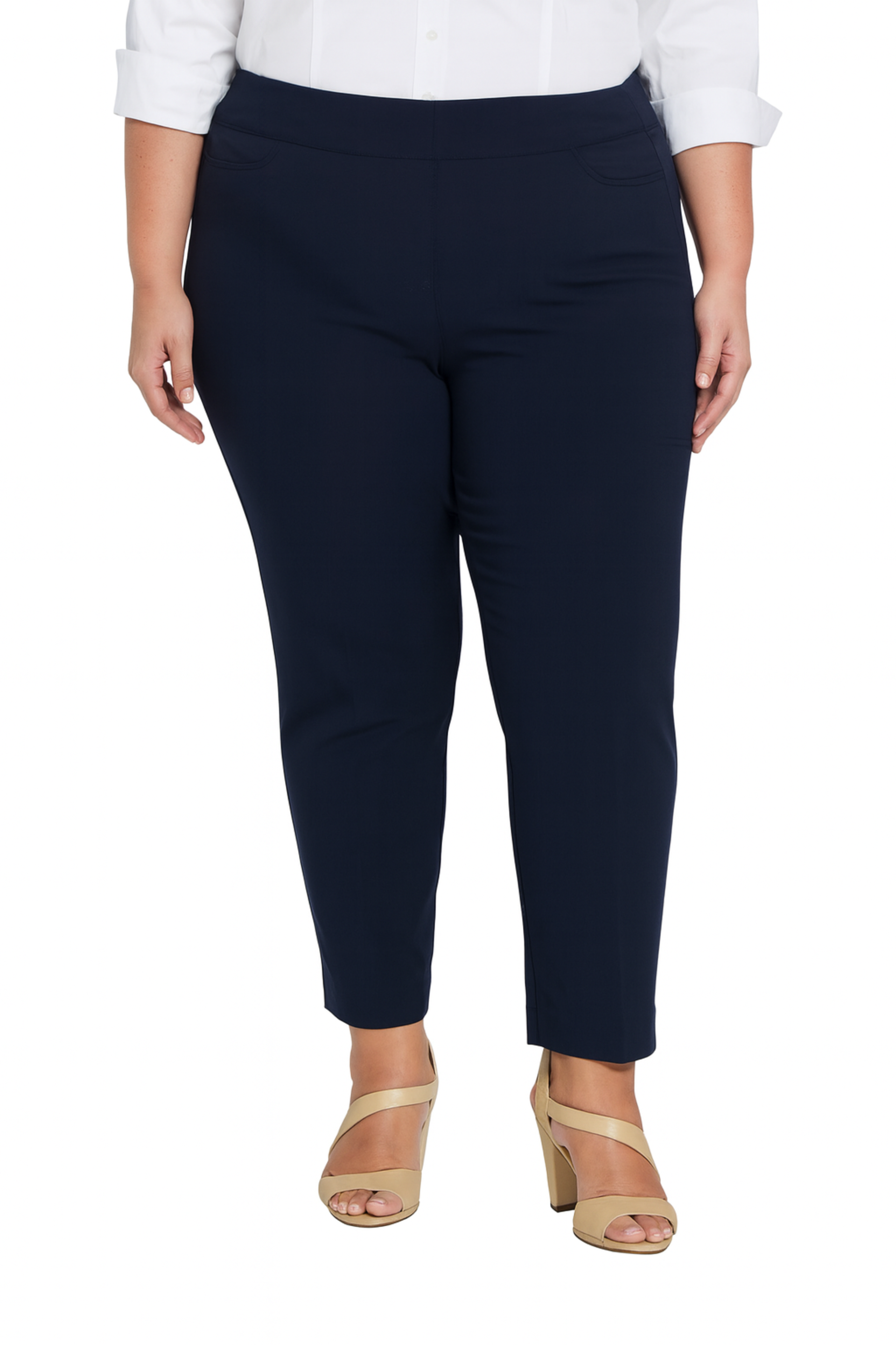 Plus Size Pull On Trouser Pants - Midnight Blue