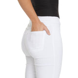 Plus Pull On Ankle Pant with Back Pockets - White