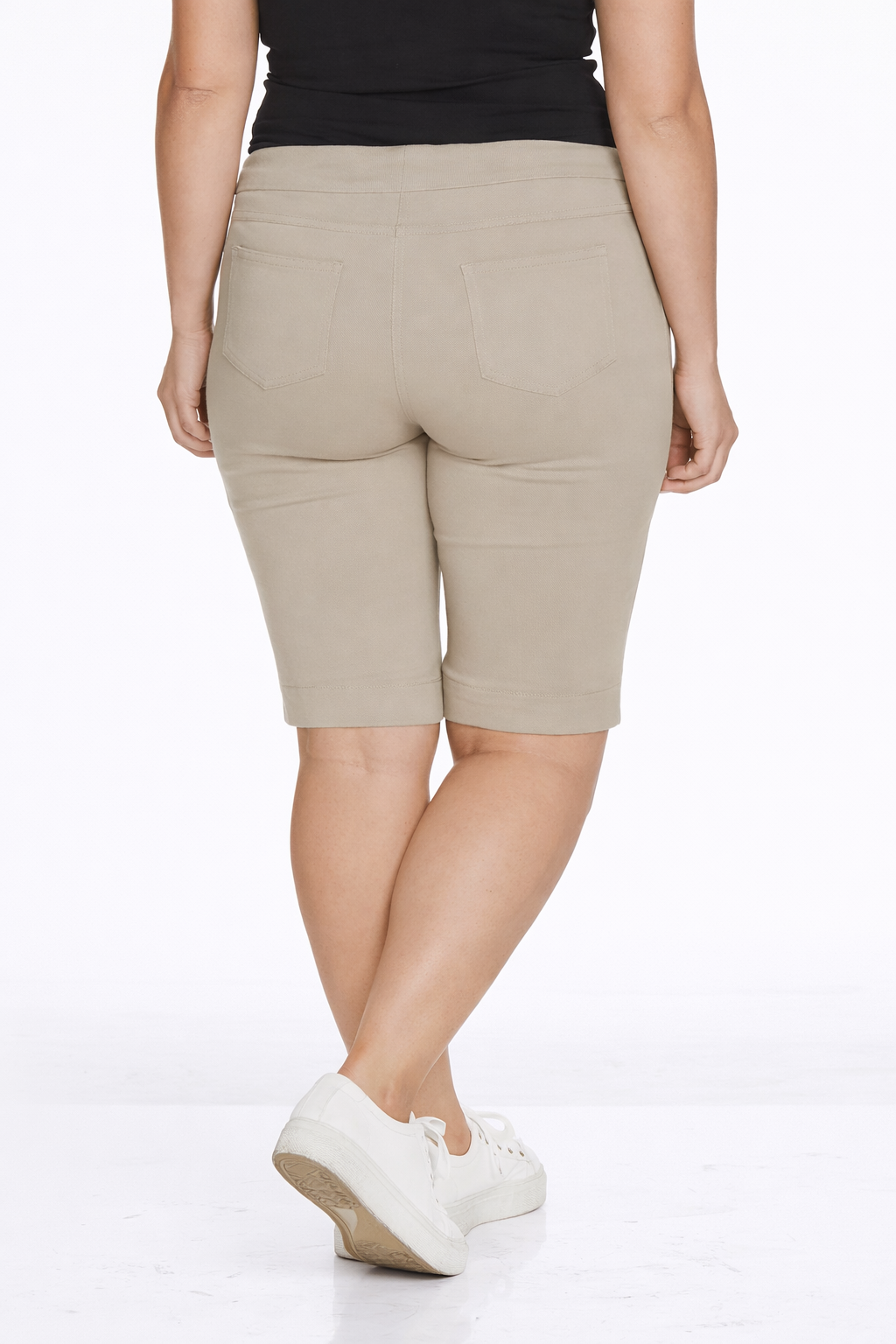 Plus Size Stone Pull On Walking Shorts With Pockets