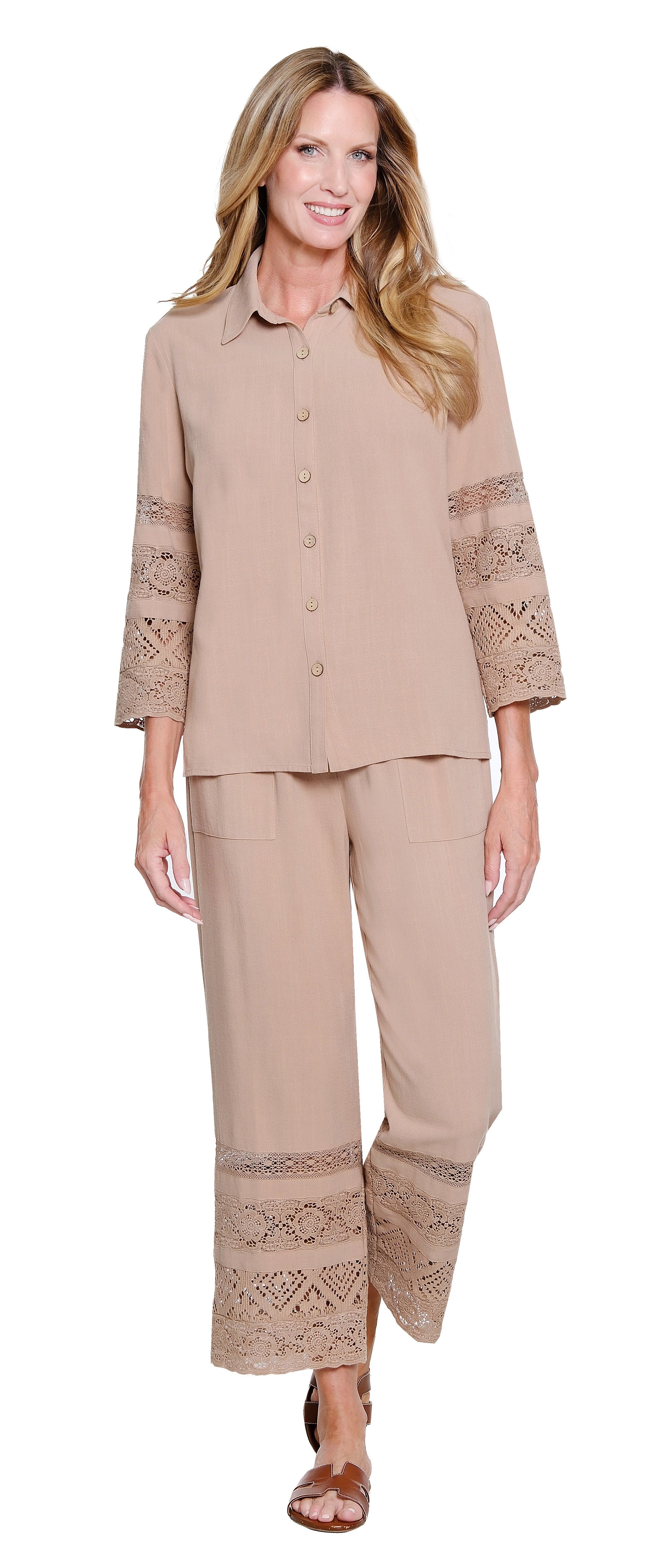 Drawstring Waist Crop Pant - Khaki
