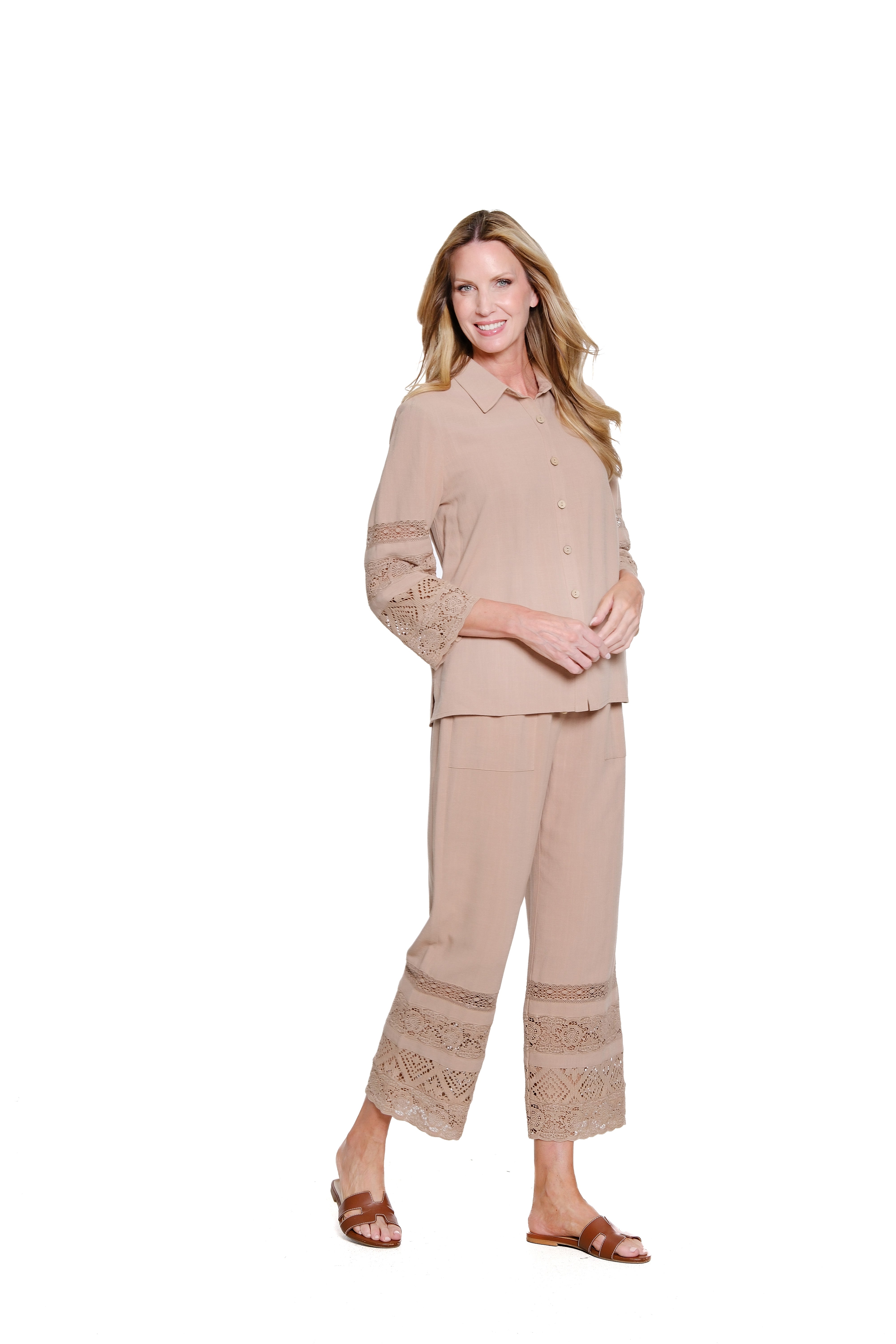 Drawstring Waist Crop Pant - Khaki