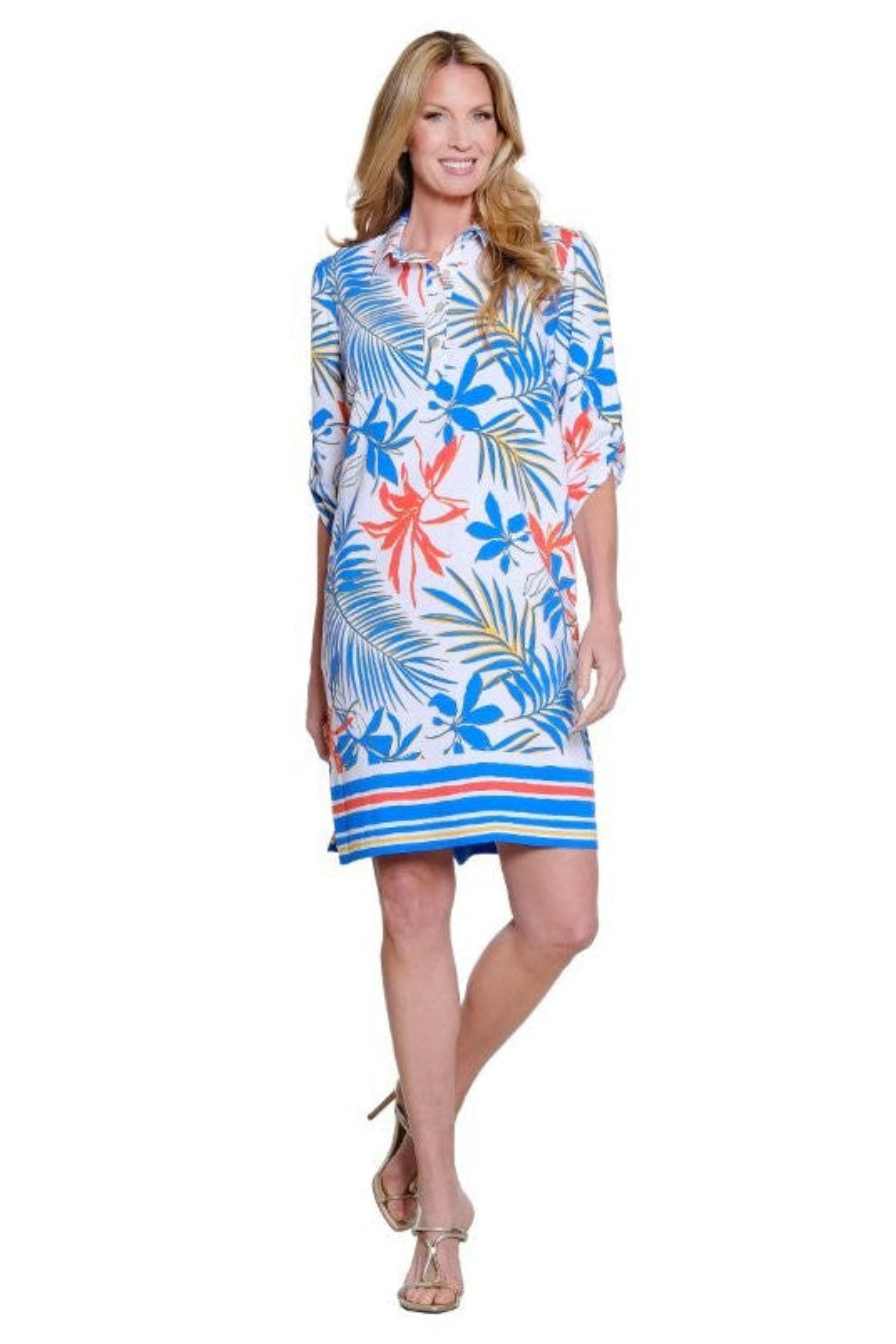 Printed Crinkle Woven Shirtdress - Multi
