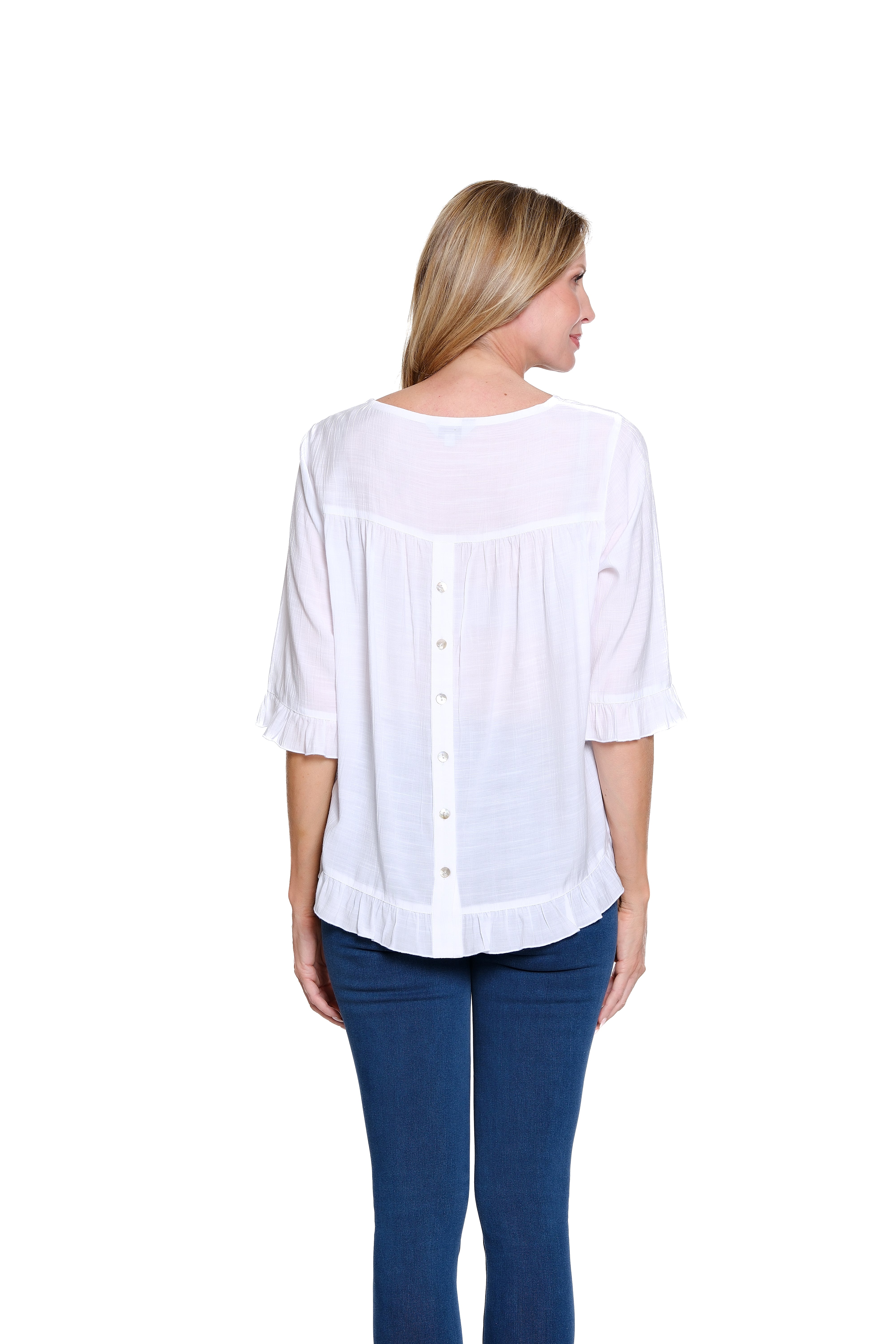 Ruffle Hi-Lo Crinkle Woven Top - Plus