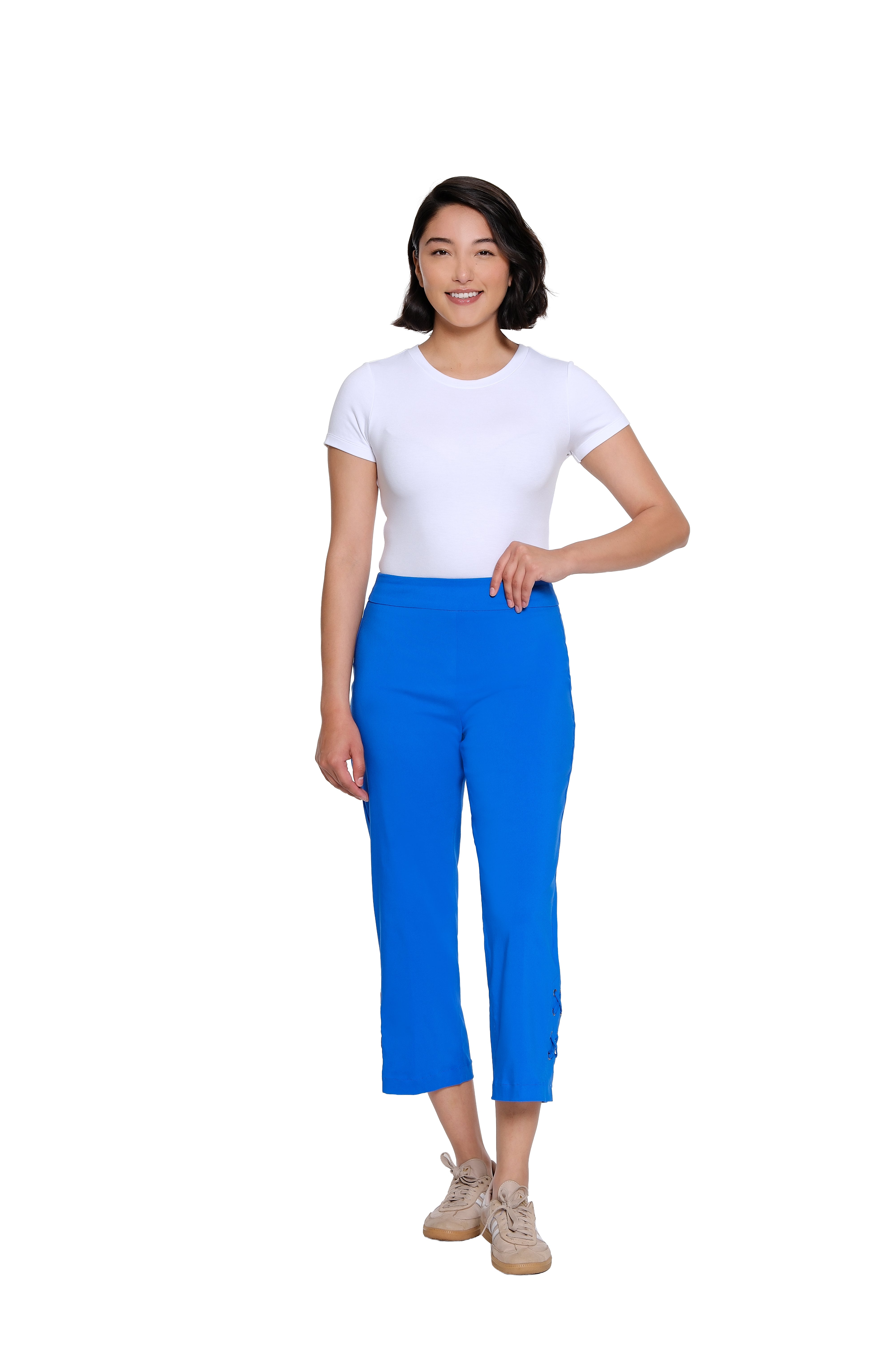 Pull-On Crop Pant with Double X-Strap Hem - Plus - Electric Blue