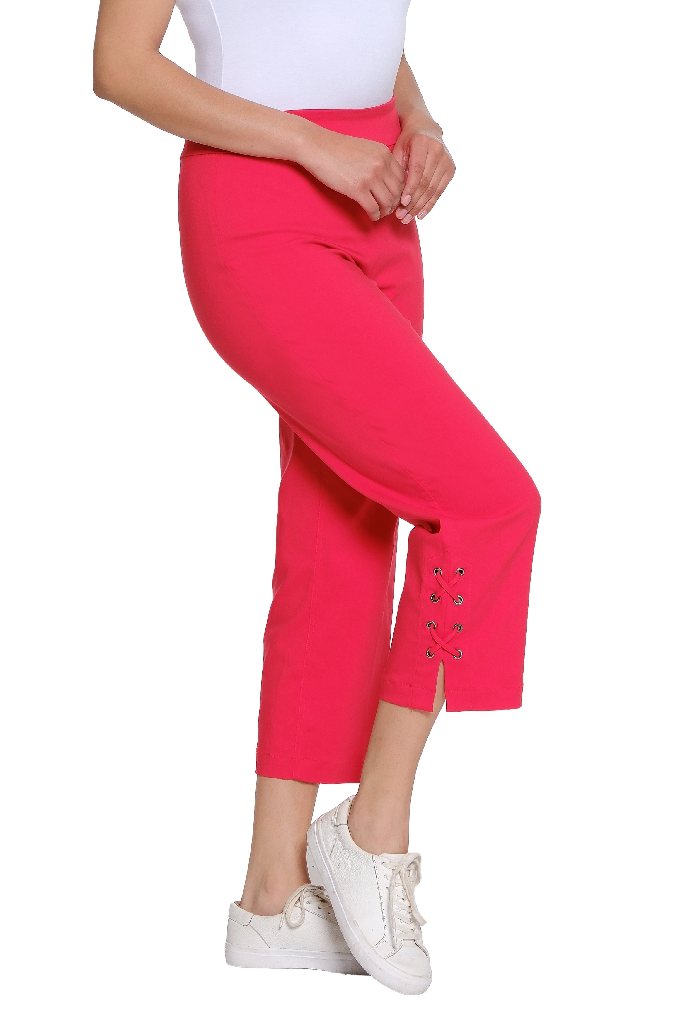 Pull-On Crop Pant with Double X-Strap Hem - Petite - Fiery Red